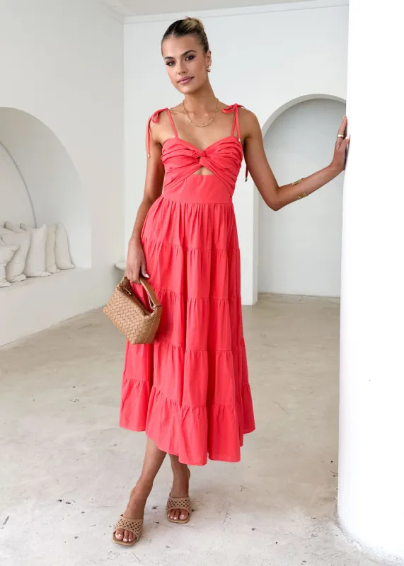 Tallia Midi Dress - Red sold by Gingham & Heels