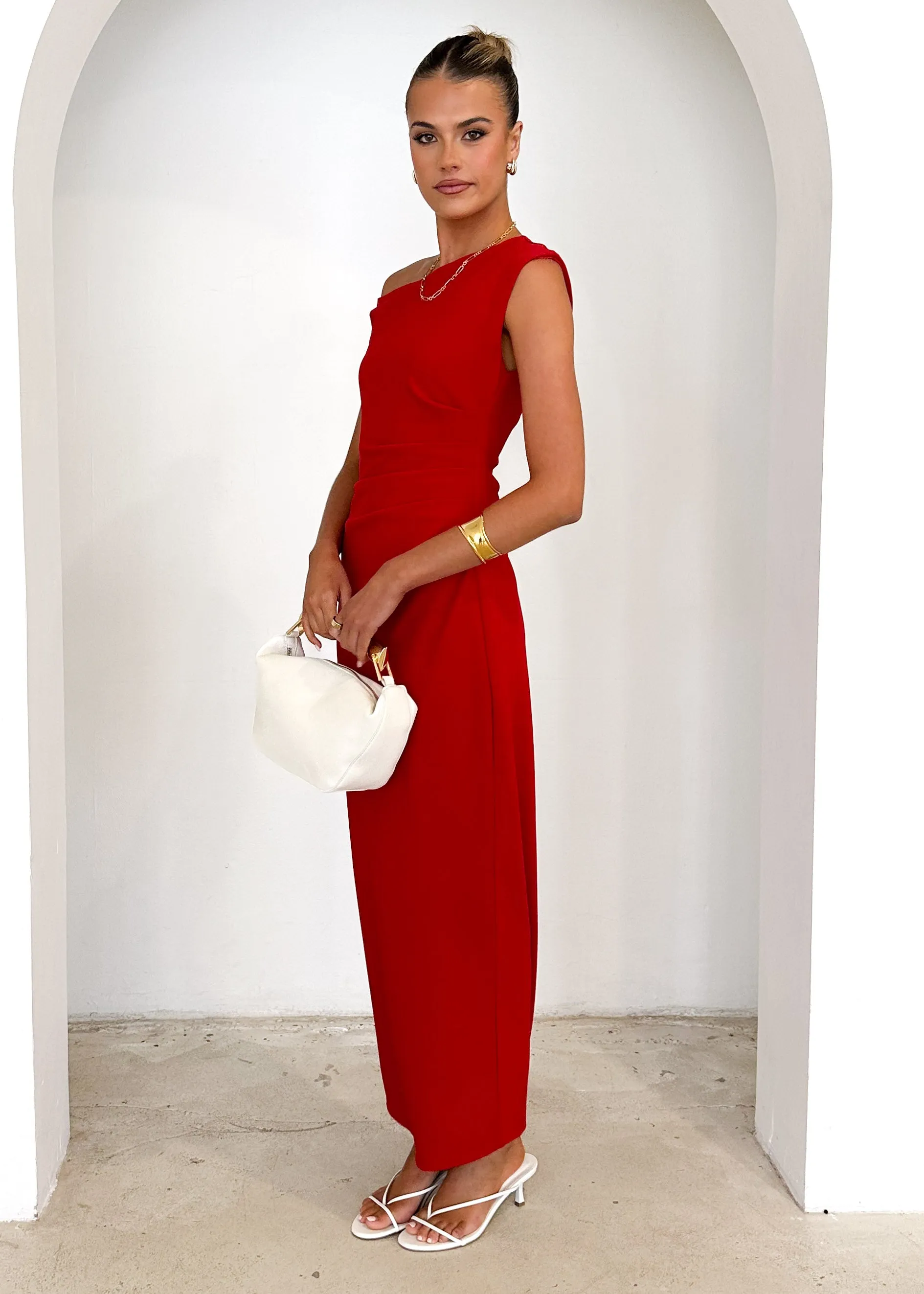 Elsea One Shoulder Maxi Dress - Red sold by Gingham & Heels product image thumbnail 4