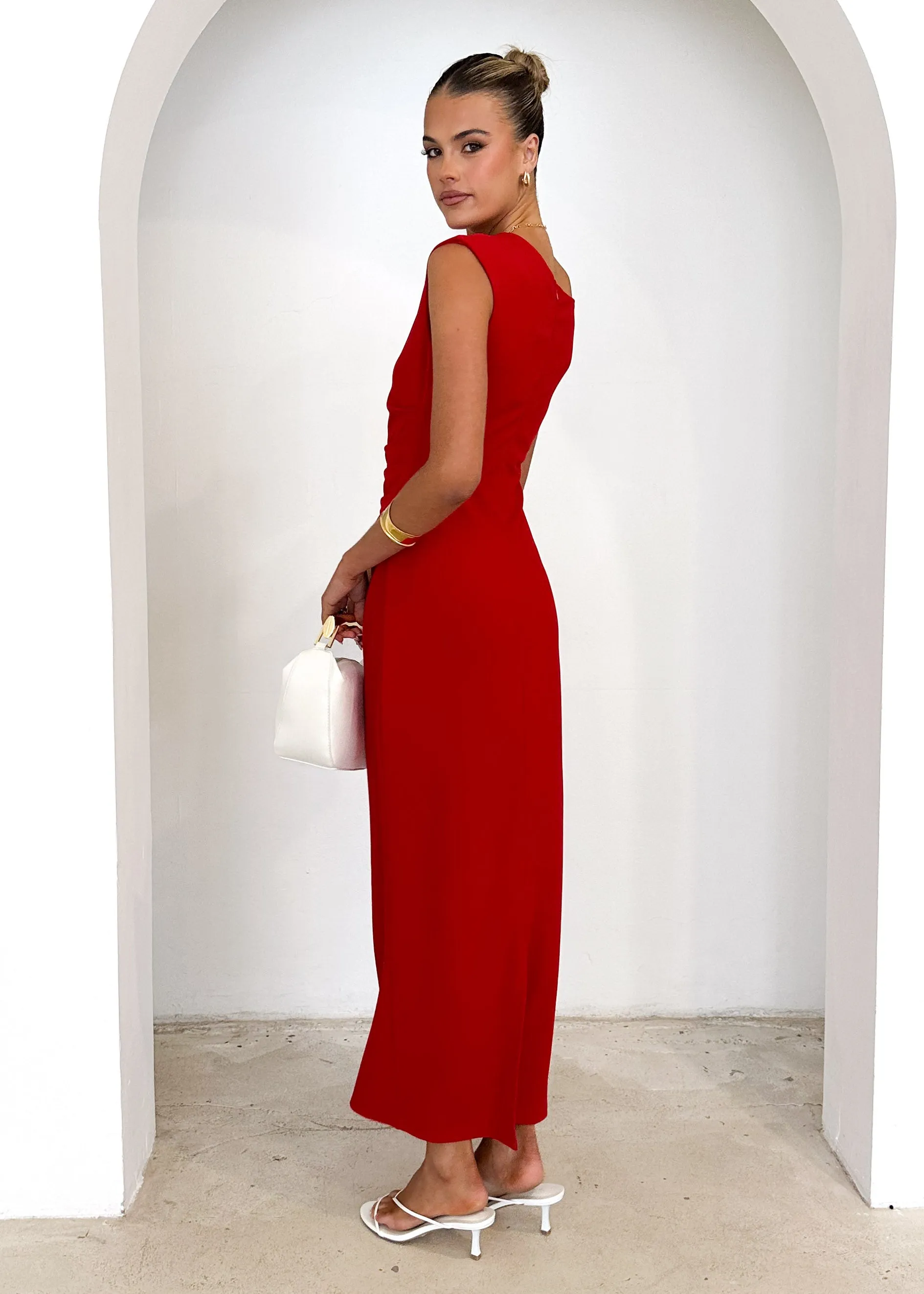 Elsea One Shoulder Maxi Dress - Red sold by Gingham & Heels product image thumbnail 5