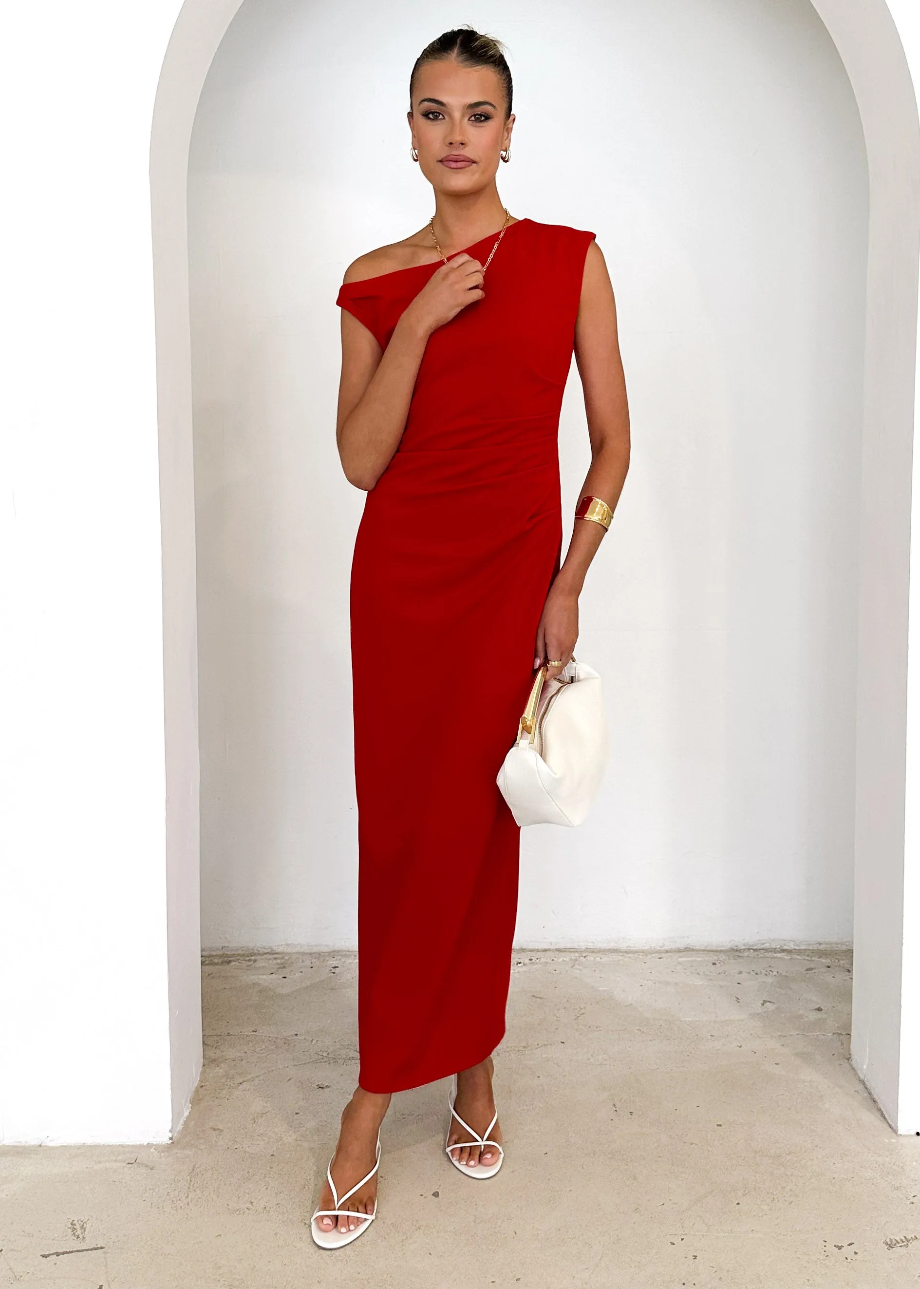 Elsea One Shoulder Maxi Dress - Red sold by Gingham & Heels product image thumbnail 3