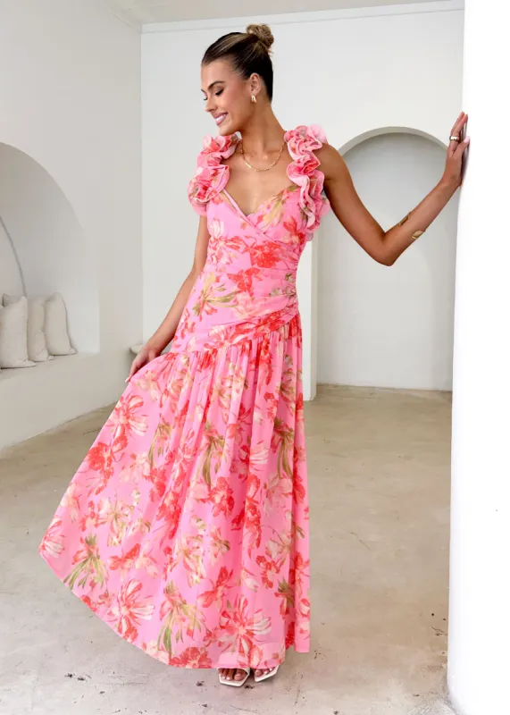 Lucine Maxi Dress - Pink Floral sold by Gingham & Heels