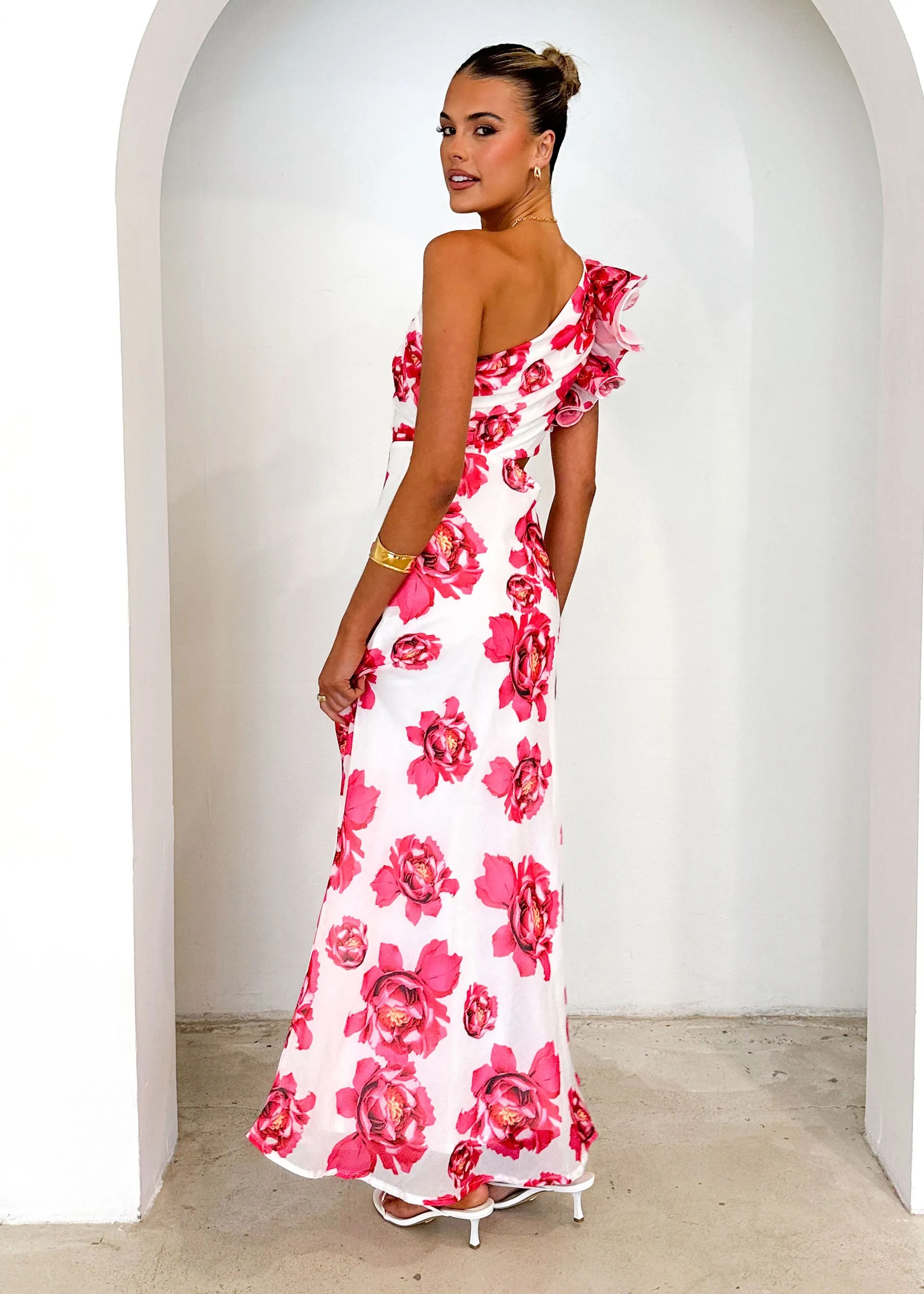 Edon One Shoulder Maxi Dress - Red Floral sold by Gingham & Heels product image thumbnail 5