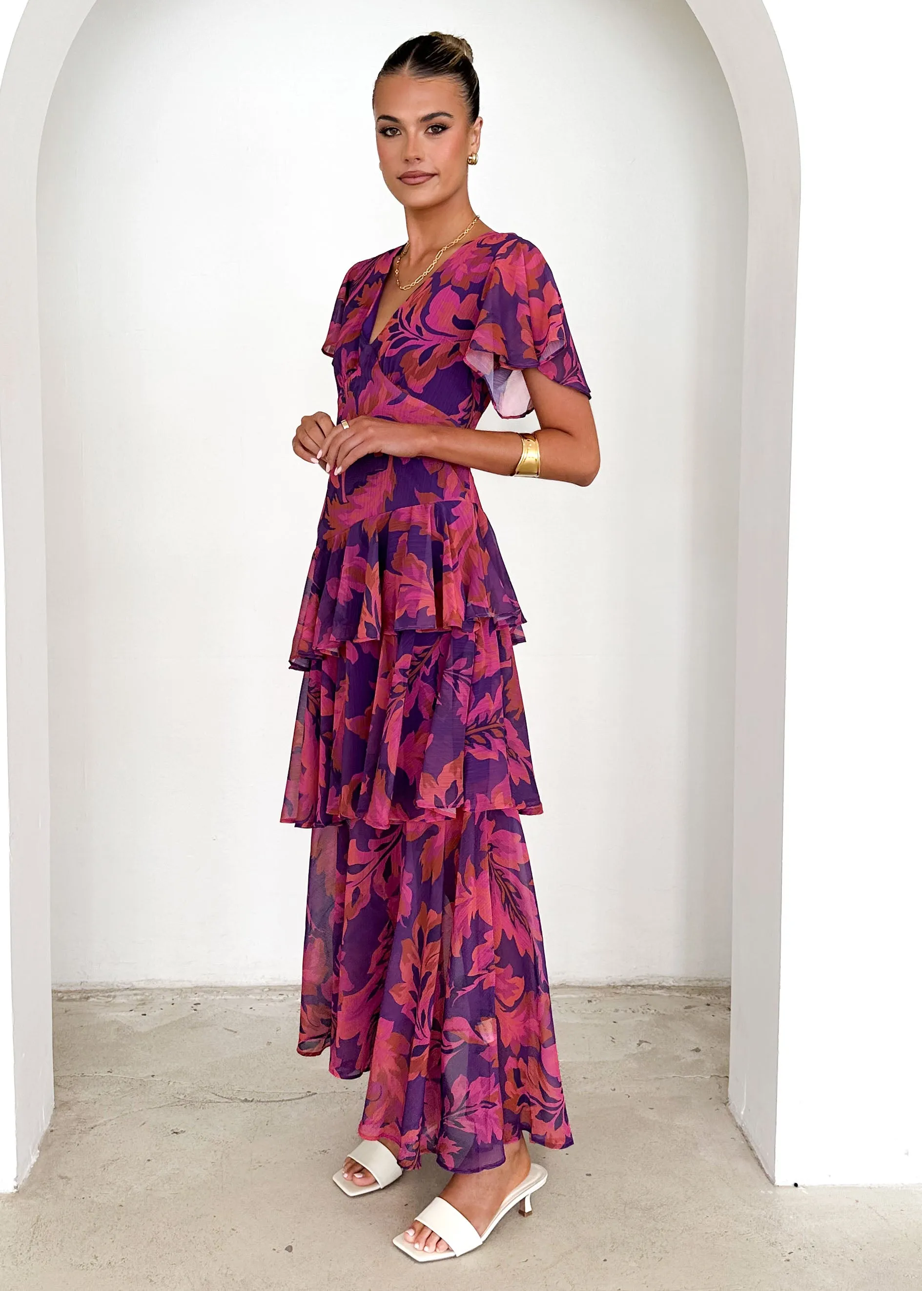 Venezia Maxi Dress - Violet Floral sold by Gingham & Heels product image thumbnail 4
