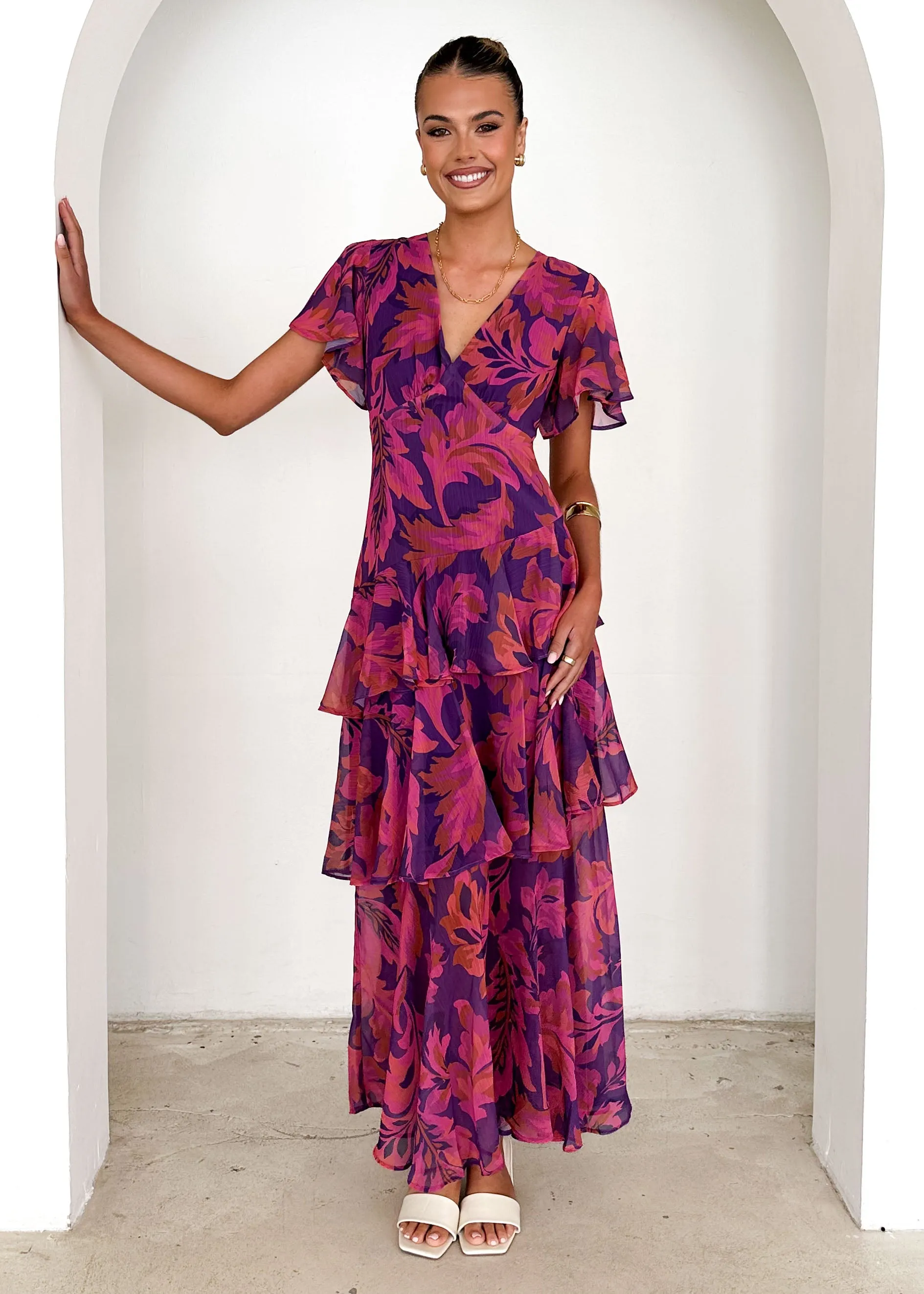 Venezia Maxi Dress - Violet Floral sold by Gingham & Heels product image thumbnail 3