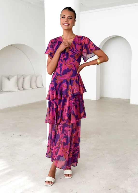 Venezia Maxi Dress - Violet Floral sold by Gingham & Heels