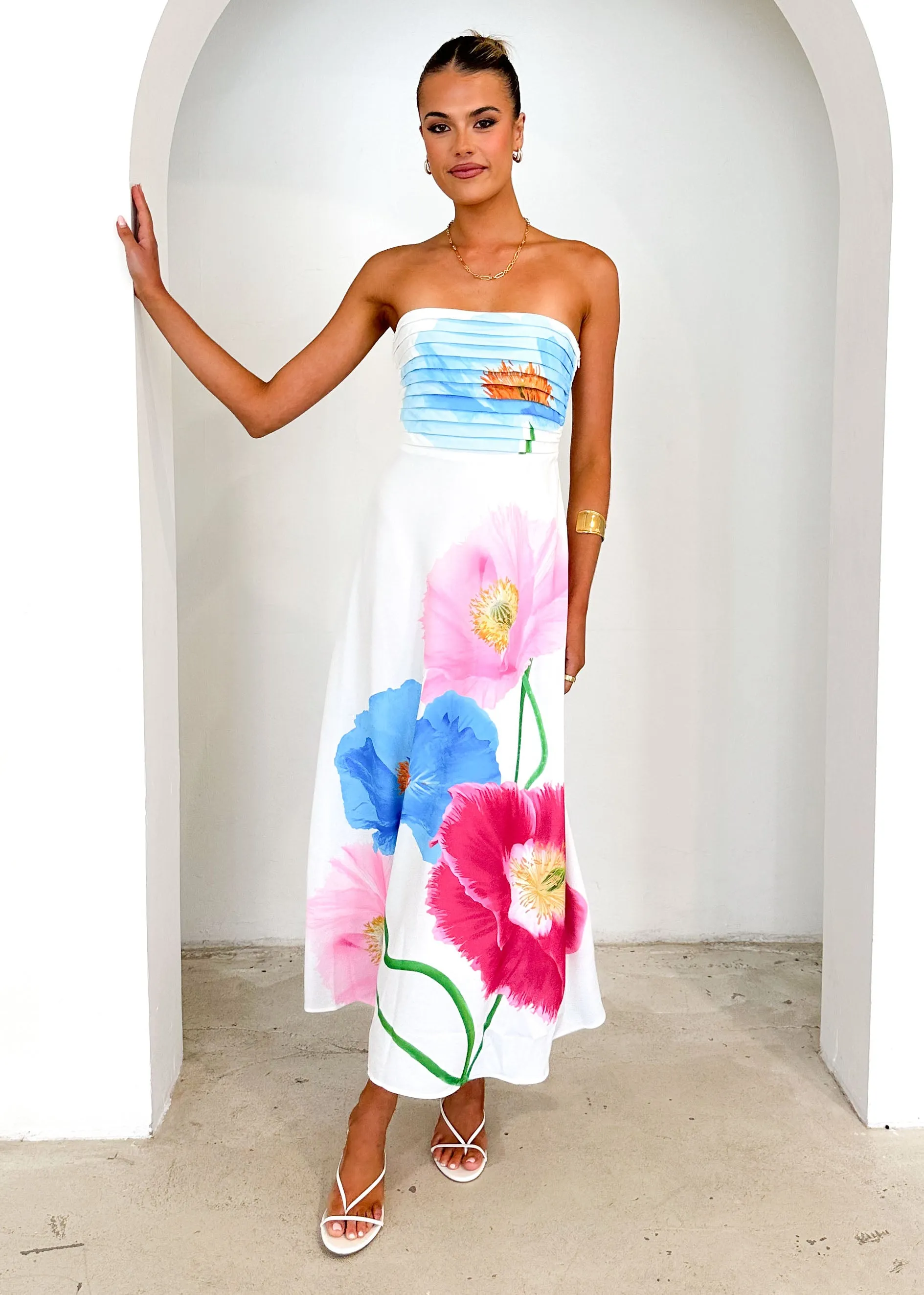 Brookes Strapless Maxi Dress - Pink Poppy sold by Gingham & Heels product image thumbnail 3