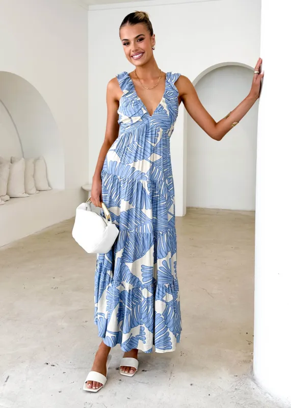 Peregian Maxi Dress - Blue Palm sold by Gingham & Heels