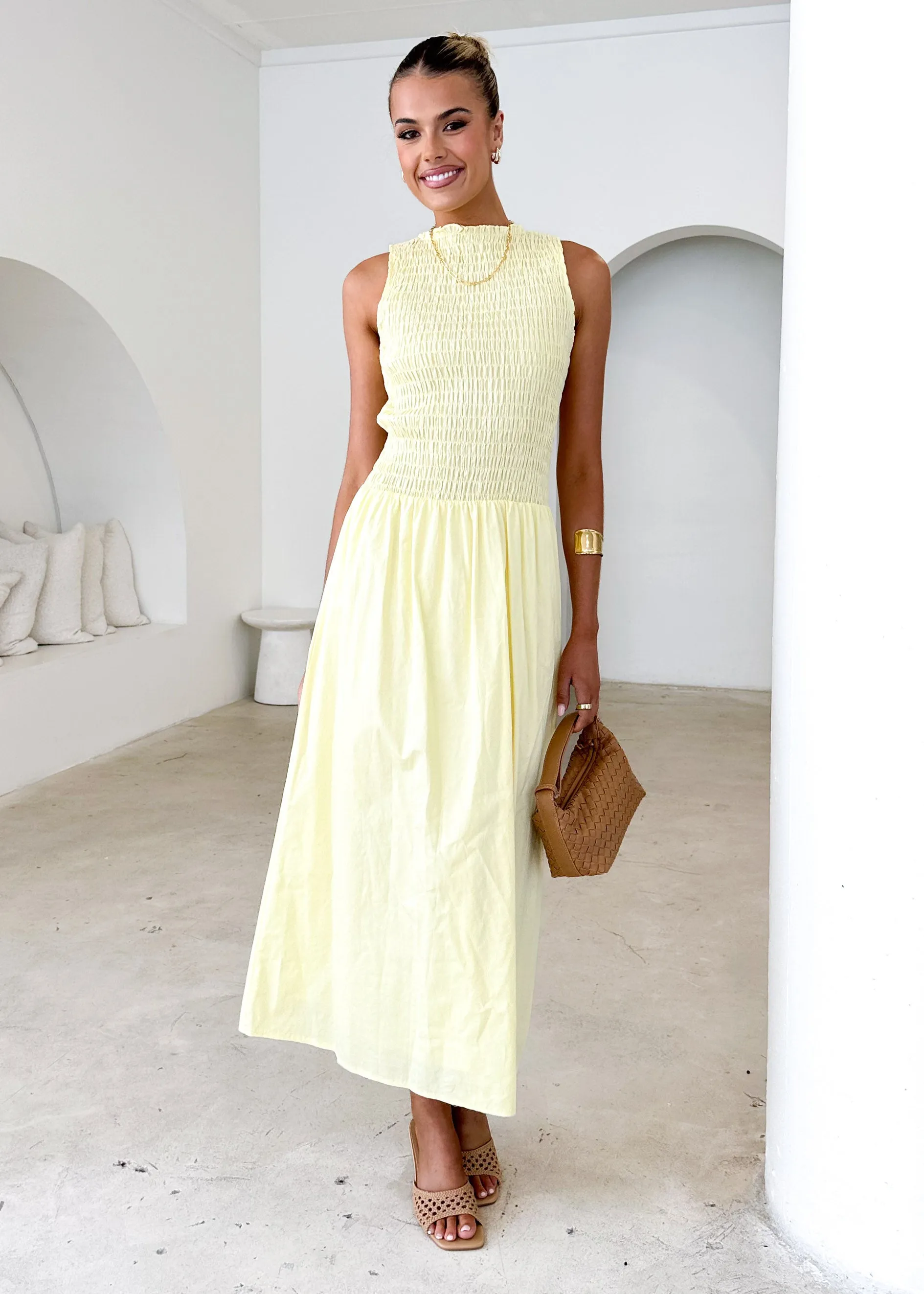 Brixton Midi Dress - Lemon sold by Gingham & Heels