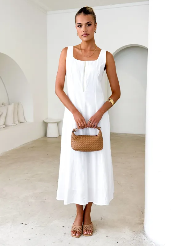 Ventura Midi Dress - Off White sold by Gingham & Heels