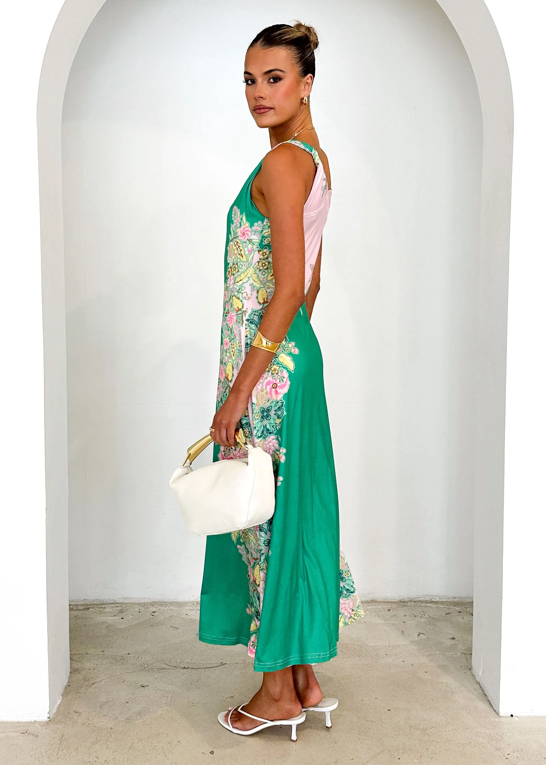 Blossom One Shoulder Maxi Dress - Green Gia sold by Gingham & Heels product image thumbnail 5