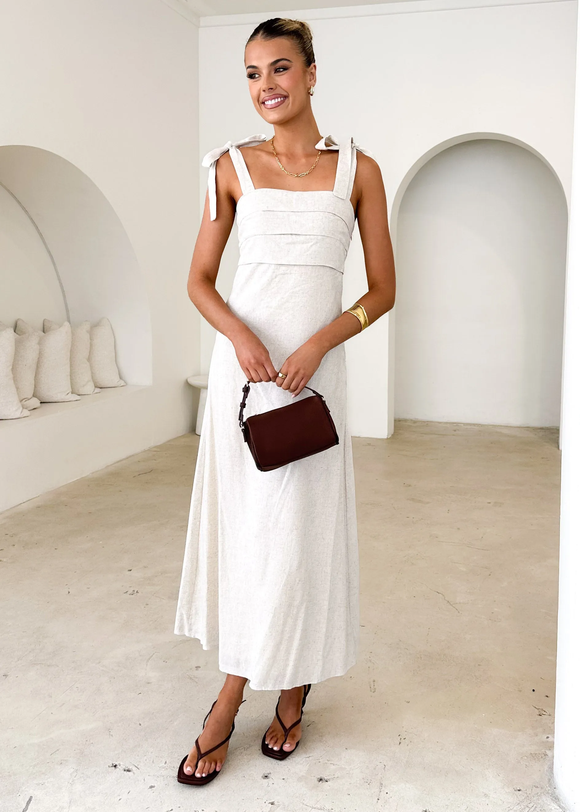 Cartia Maxi Dress - Oatmeal sold by Gingham & Heels