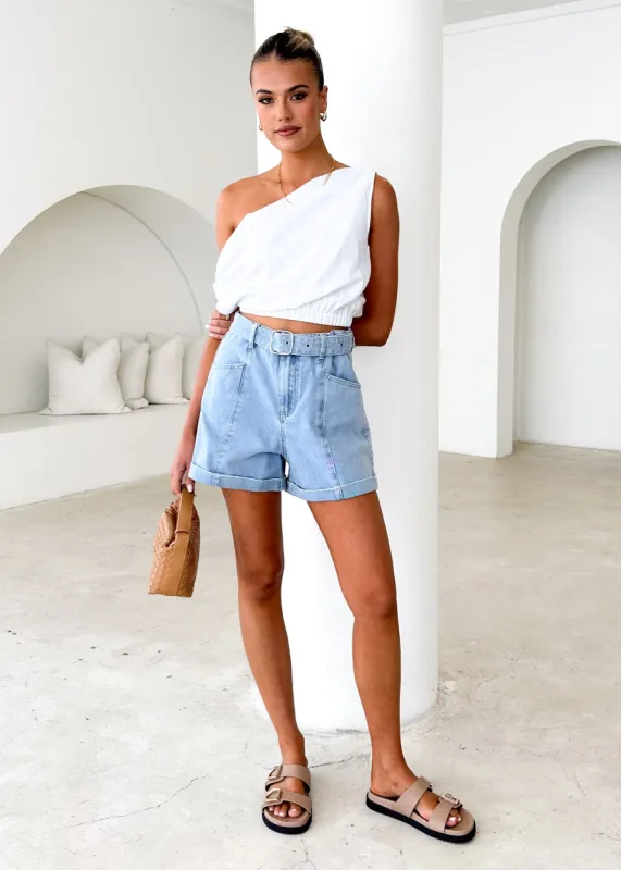 Emiko One Shoulder Crop - Off White sold by Gingham & Heels