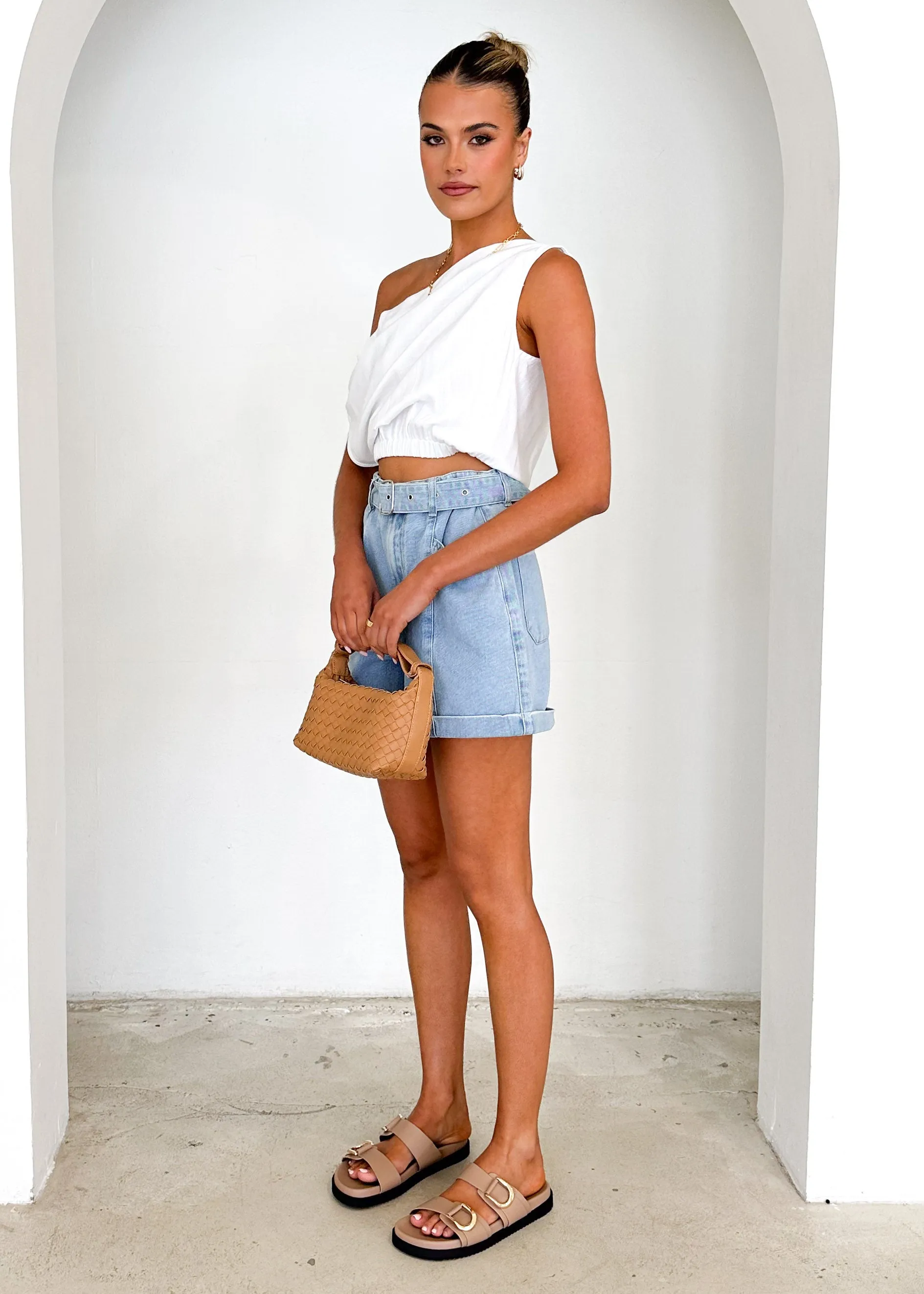 Emiko One Shoulder Crop - Off White sold by Gingham & Heels product image thumbnail 4