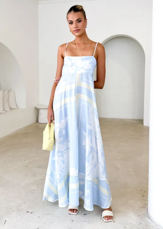Elide Maxi Dress - Blue Floral sold by Gingham & Heels