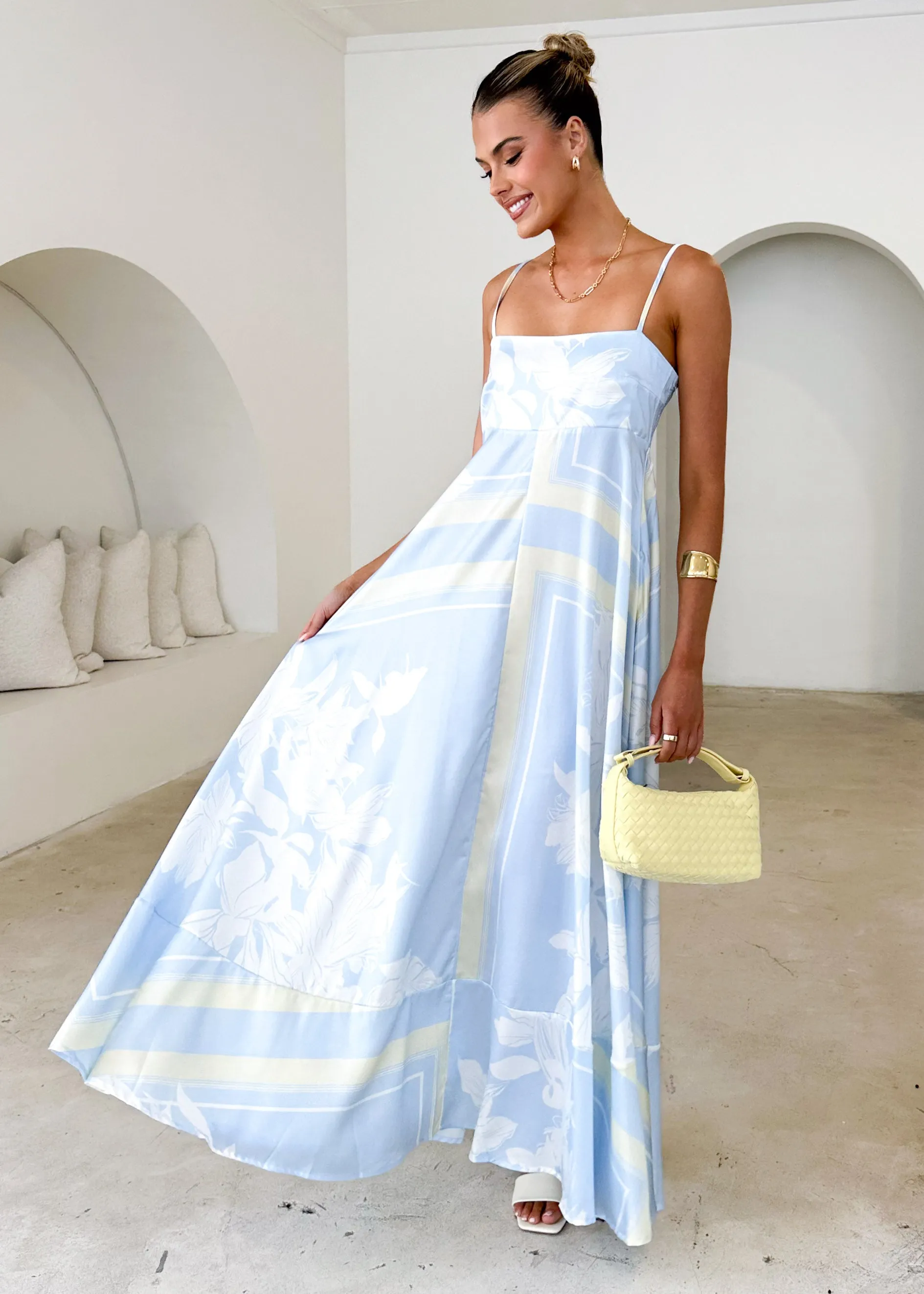 Elide Maxi Dress - Blue Floral sold by Gingham & Heels product image thumbnail 2