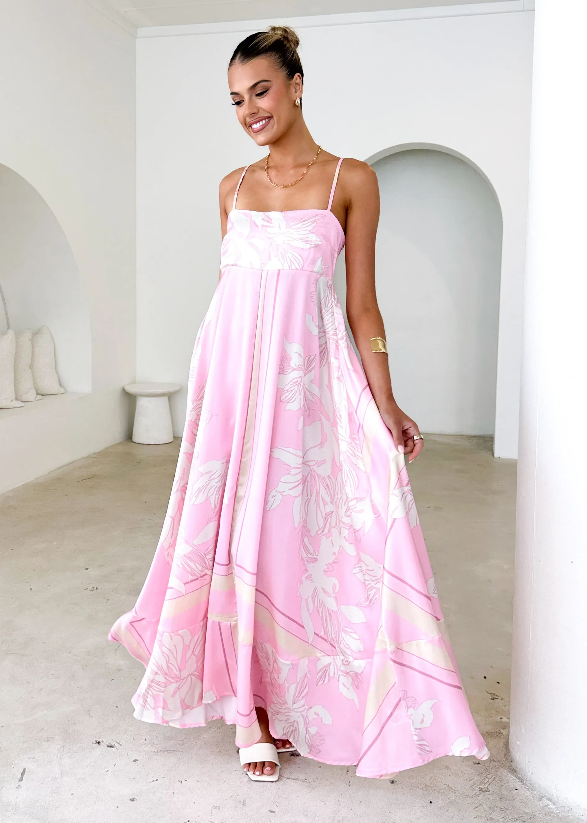 Elide Maxi Dress - Candy Pink Floral sold by Gingham & Heels product image thumbnail 2