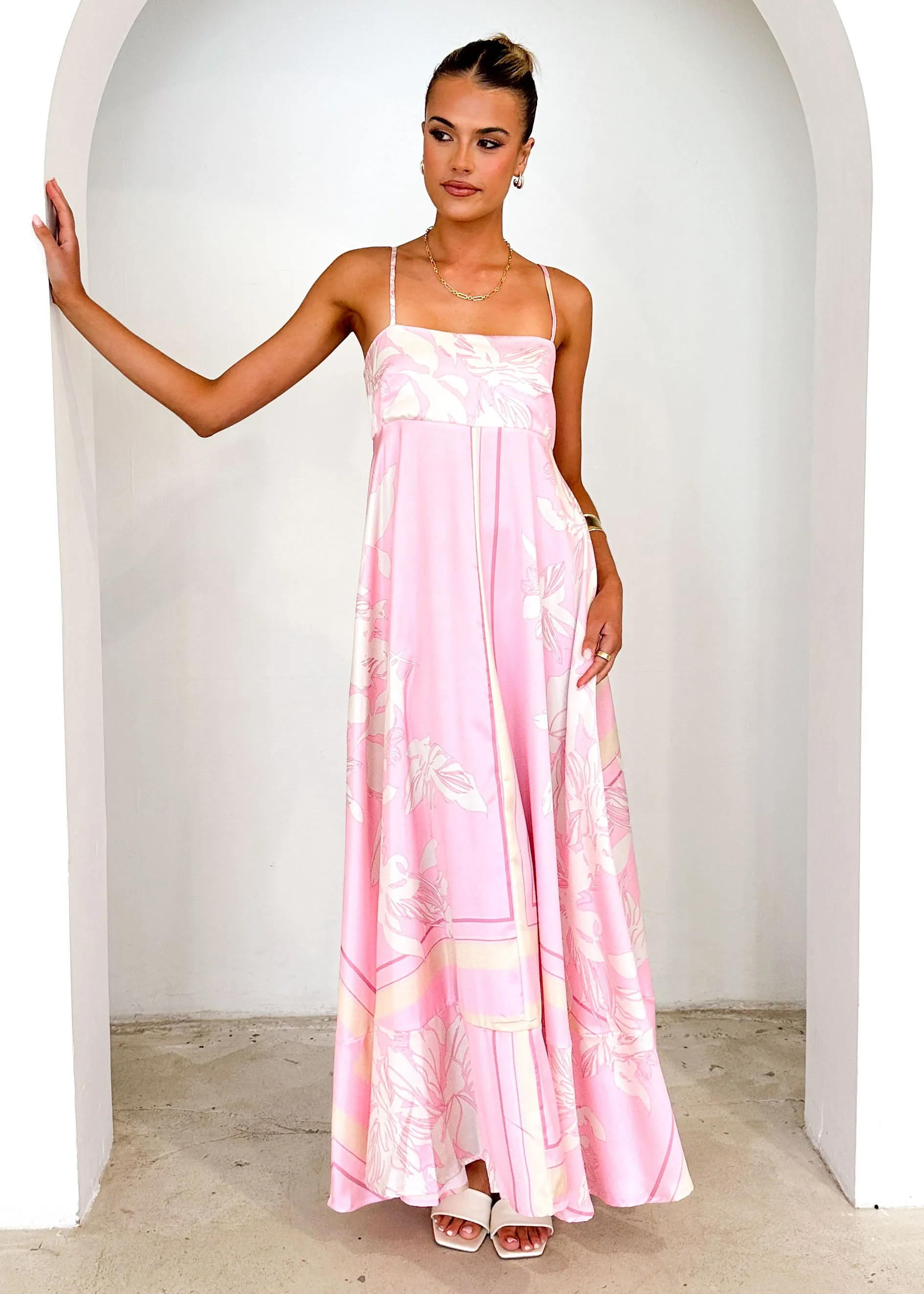 Elide Maxi Dress - Candy Pink Floral sold by Gingham & Heels product image thumbnail 3