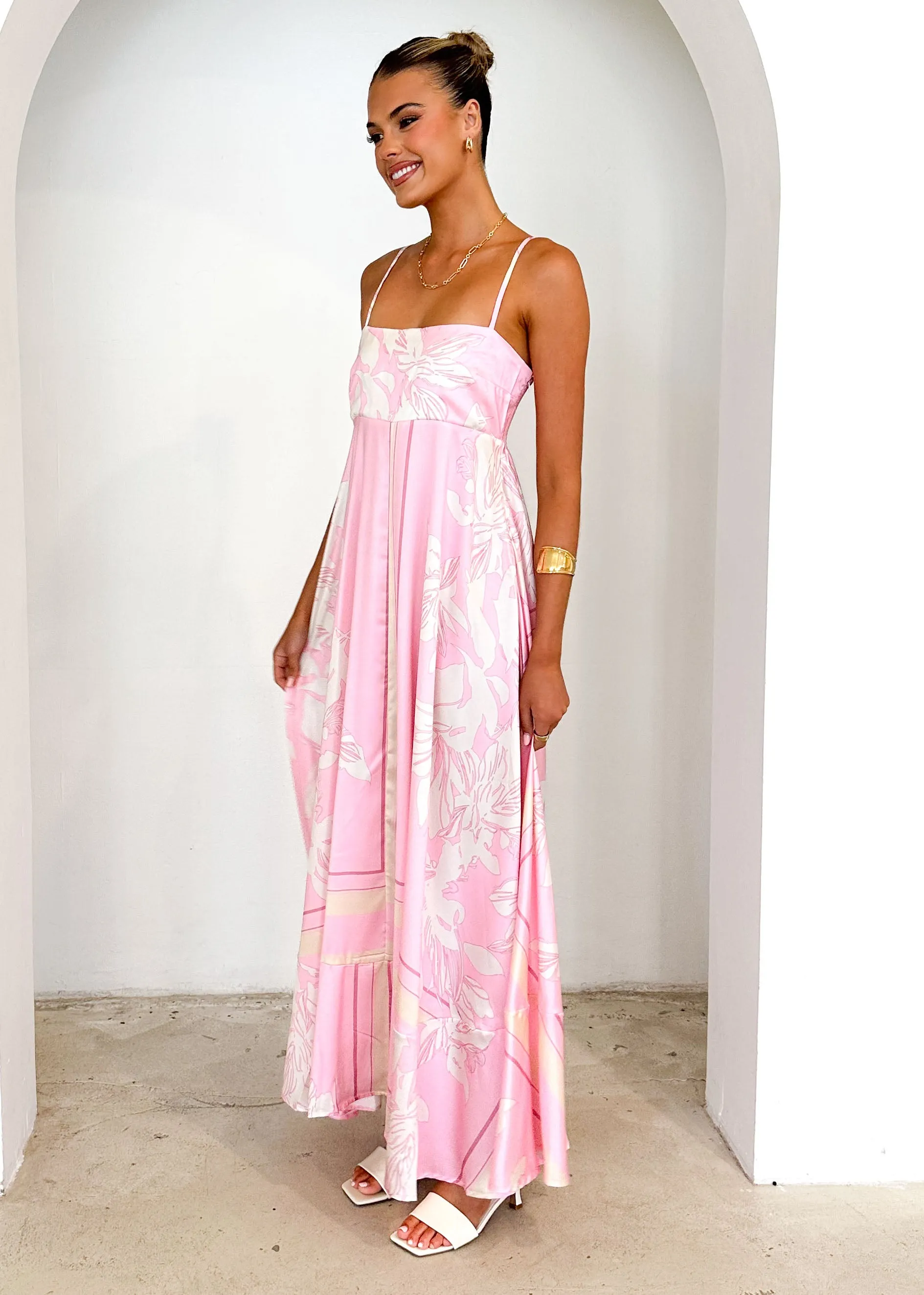 Elide Maxi Dress - Candy Pink Floral sold by Gingham & Heels product image thumbnail 4