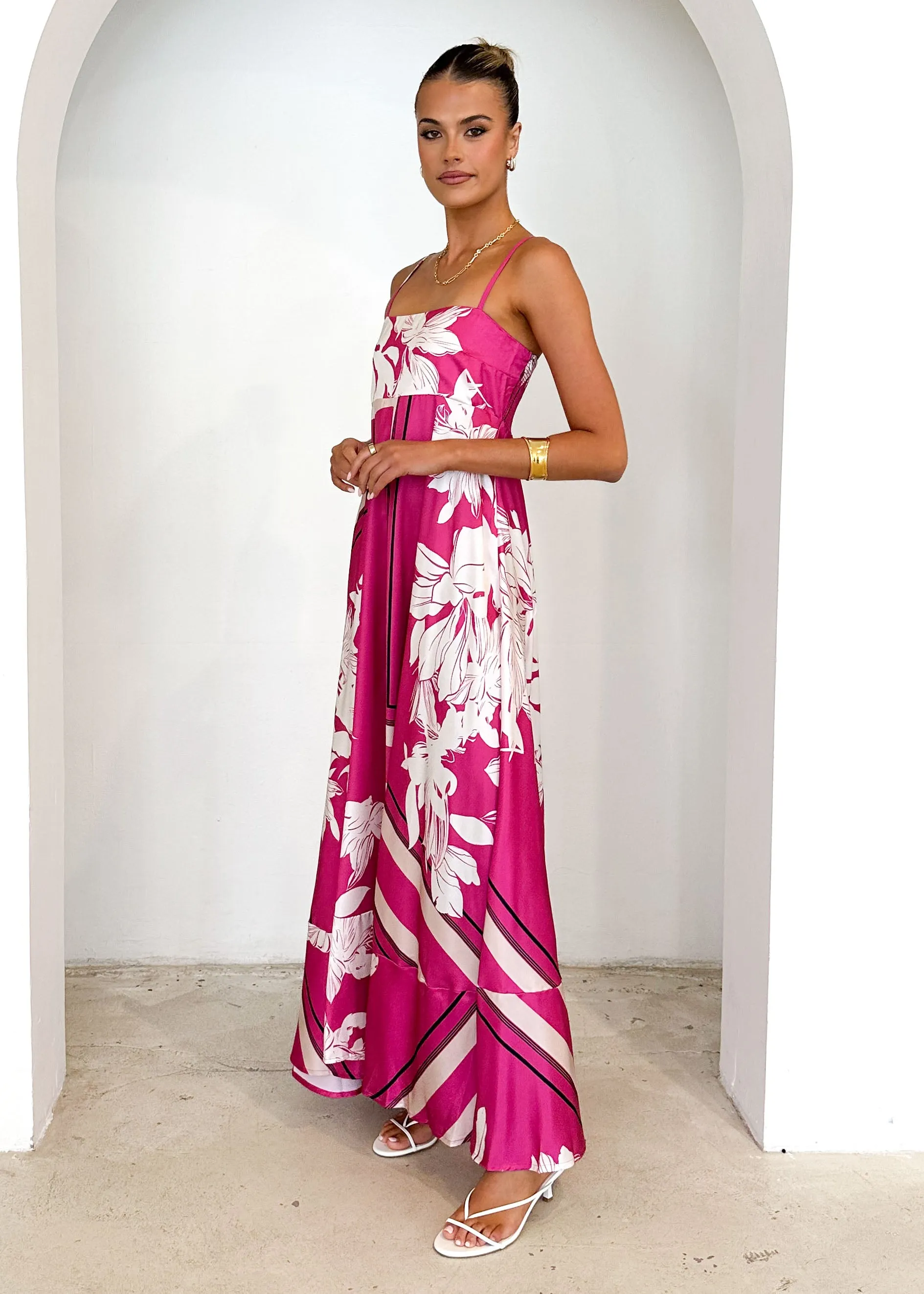 Elide Maxi Dress - Magenta Floral sold by Gingham & Heels product image thumbnail 4