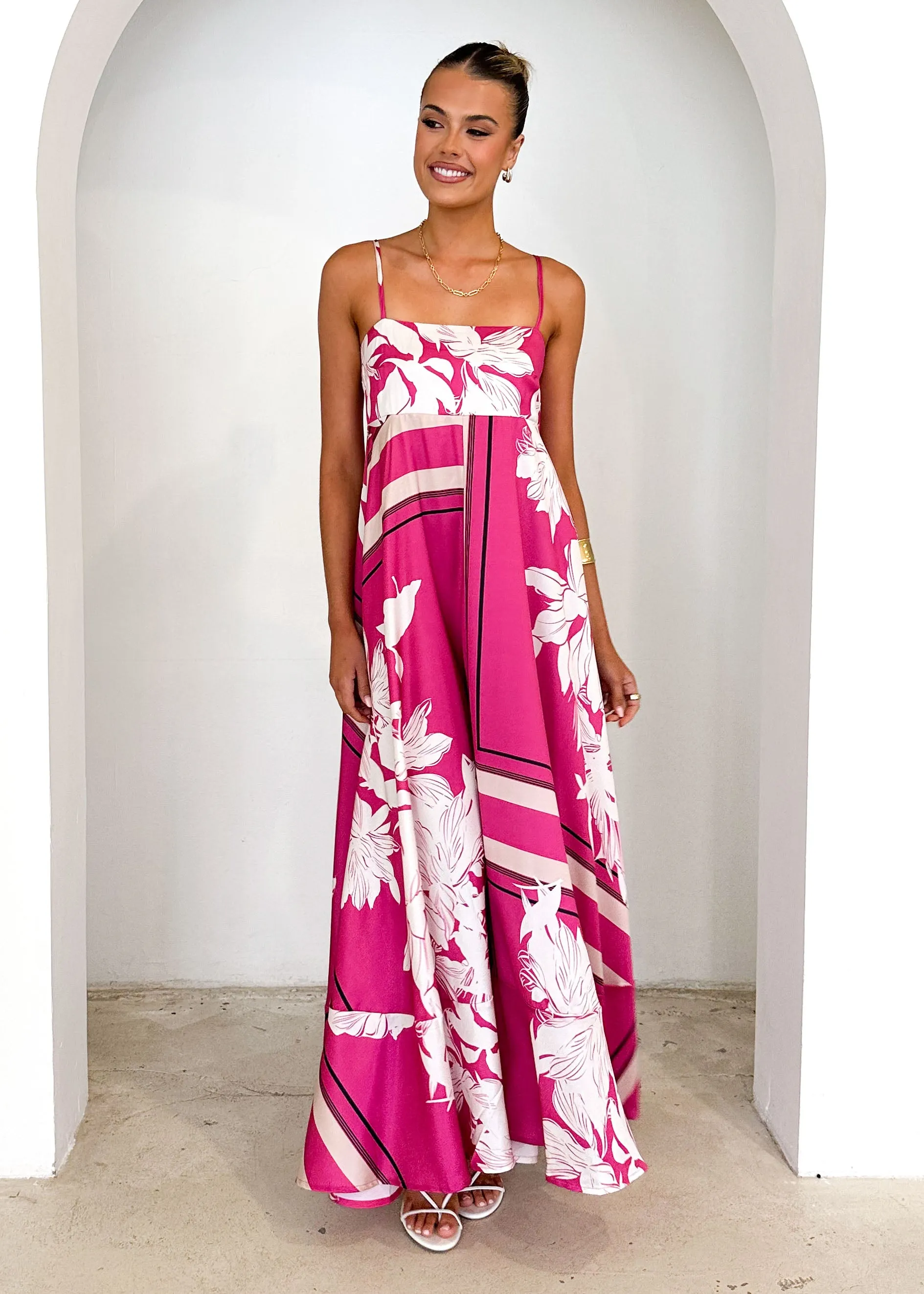 Elide Maxi Dress - Magenta Floral sold by Gingham & Heels product image thumbnail 3