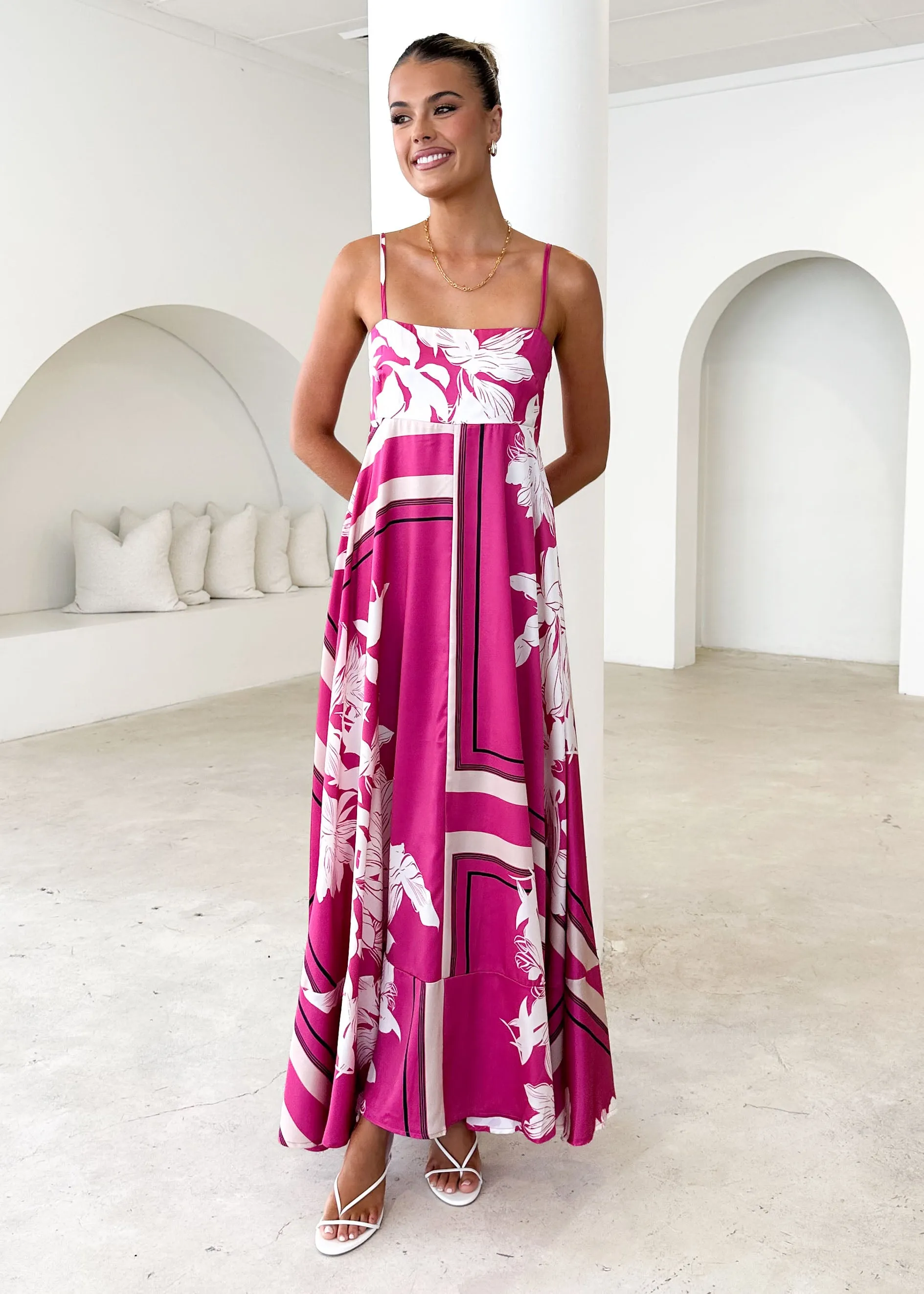 Elide Maxi Dress - Magenta Floral sold by Gingham & Heels product image thumbnail 2
