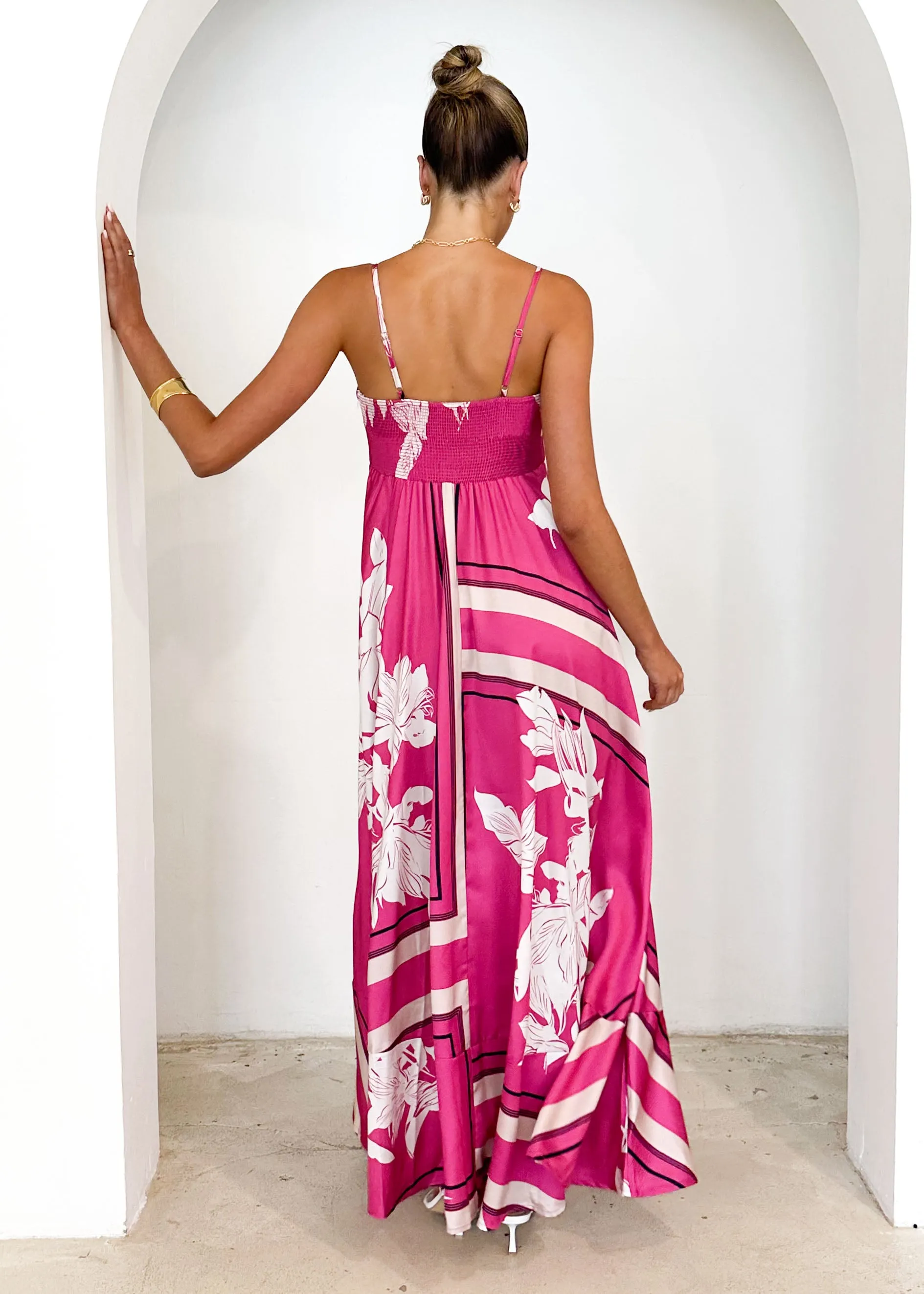 Elide Maxi Dress - Magenta Floral sold by Gingham & Heels product image thumbnail 5