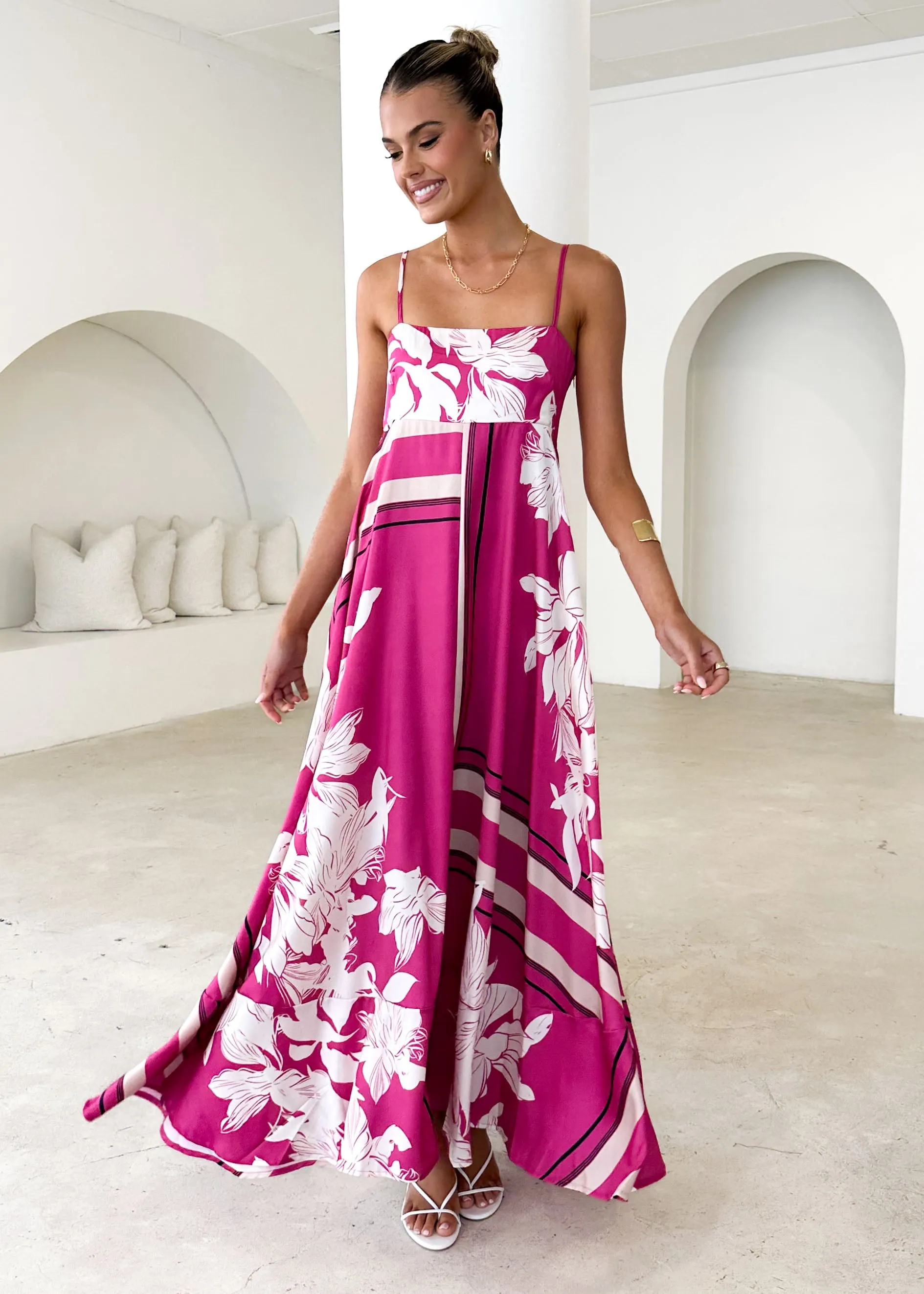 Elide Maxi Dress - Magenta Floral sold by Gingham & Heels