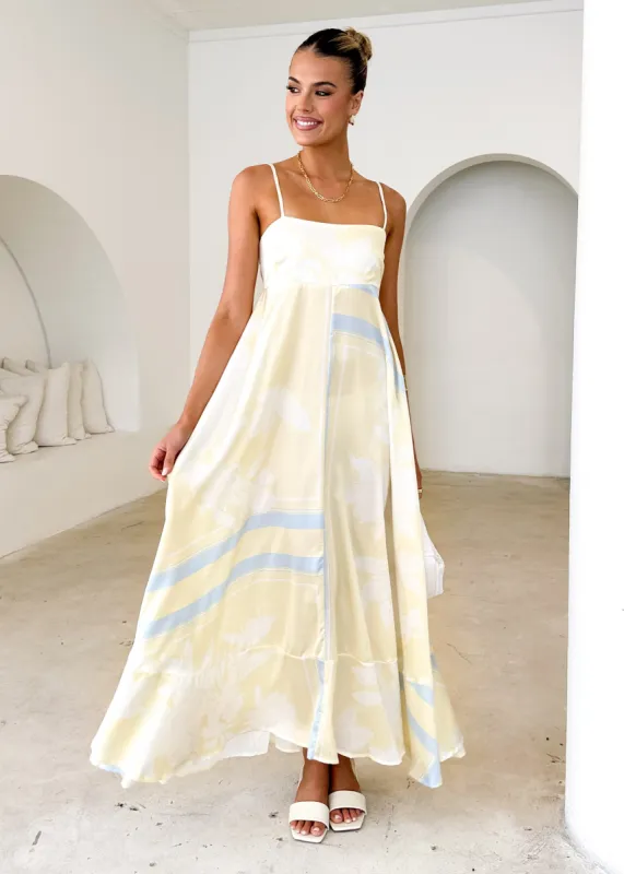 Elide Maxi Dress - Lemon Floral sold by Gingham & Heels