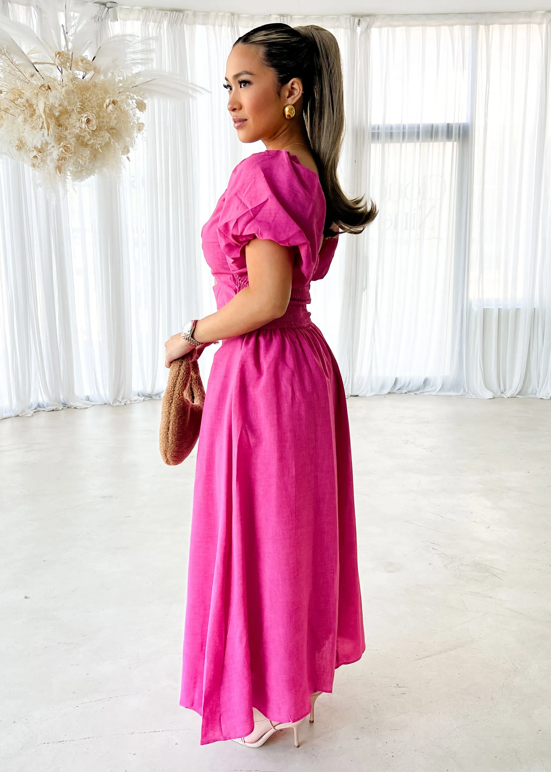 Davona Midi Dress - Hot Pink sold by Gingham & Heels product image thumbnail 4