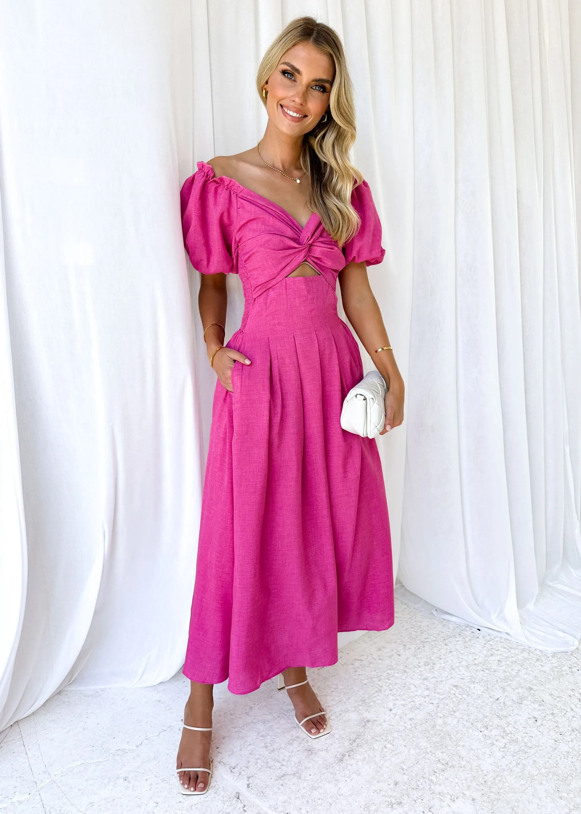 Davona Midi Dress - Hot Pink sold by Gingham & Heels product image thumbnail 3