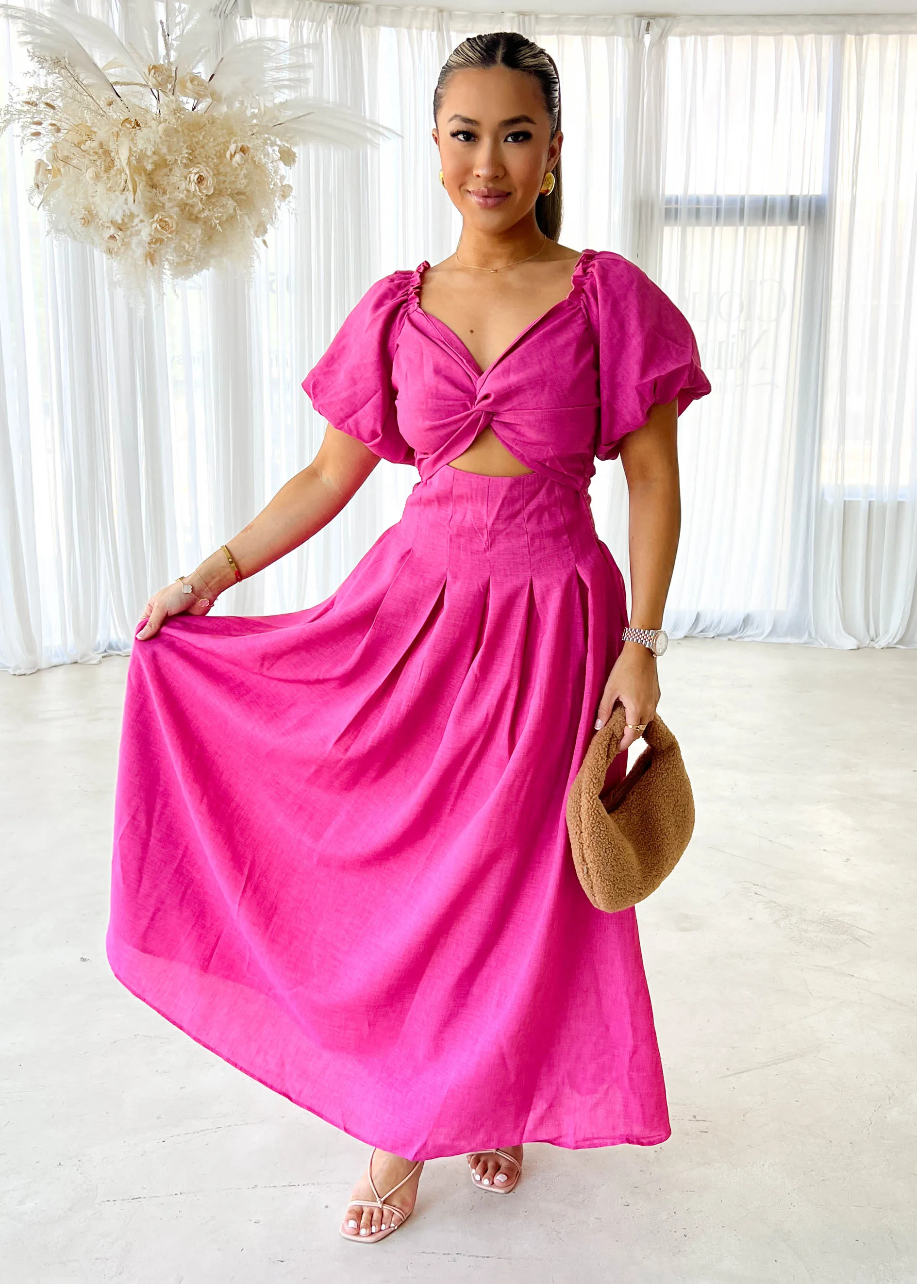 Davona Midi Dress - Hot Pink sold by Gingham & Heels product image thumbnail 2