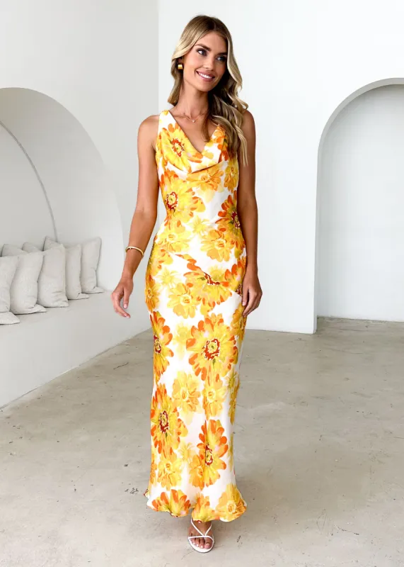 Drew Maxi Dress - Yellow Floral sold by Gingham & Heels