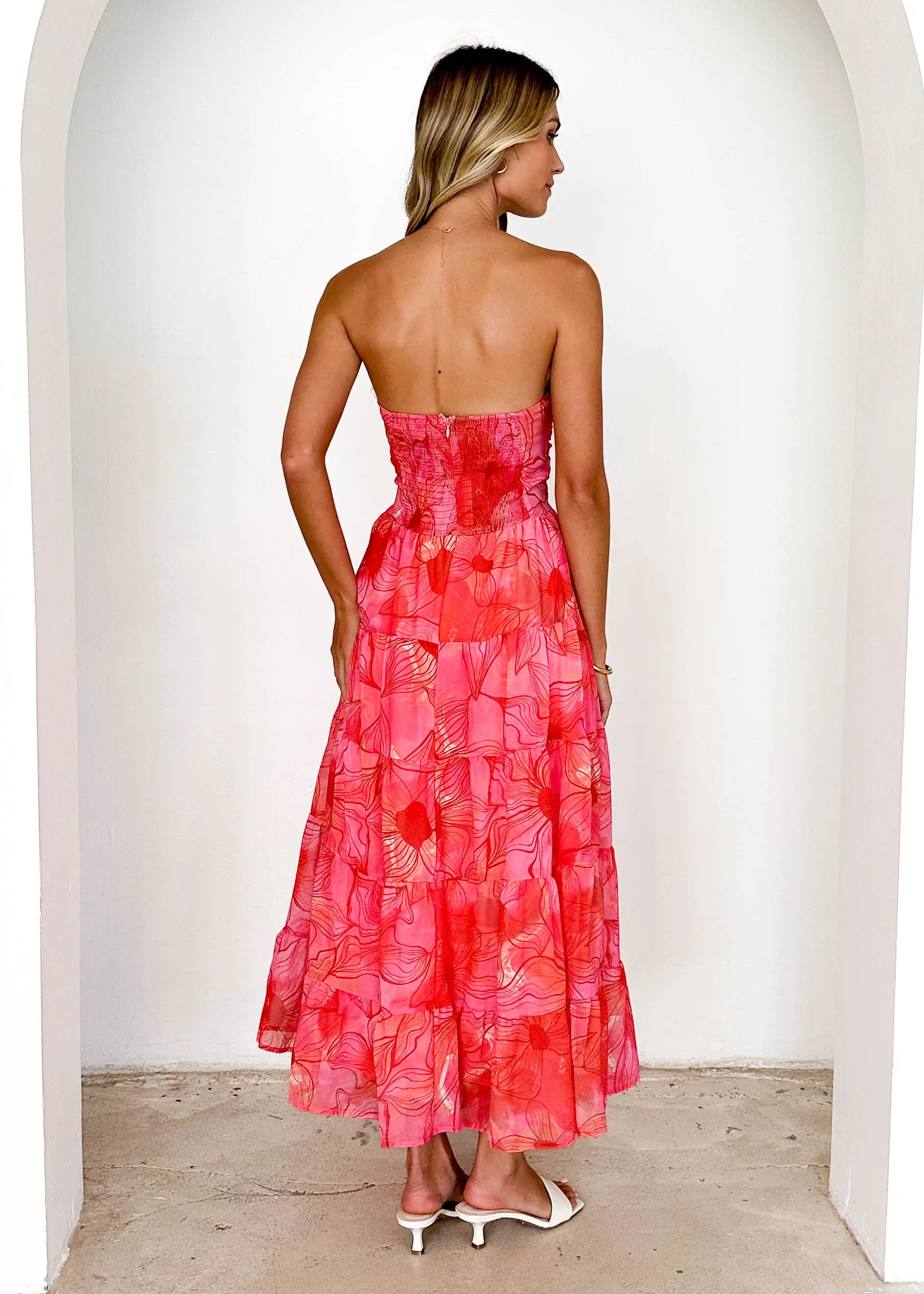 Noda Strapless Maxi Dress - Strawberry Abstract sold by Gingham & Heels product image thumbnail 5