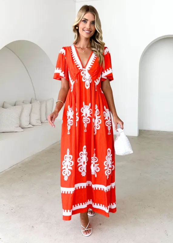 Renegade Maxi Dress - Tangerine sold by Gingham & Heels