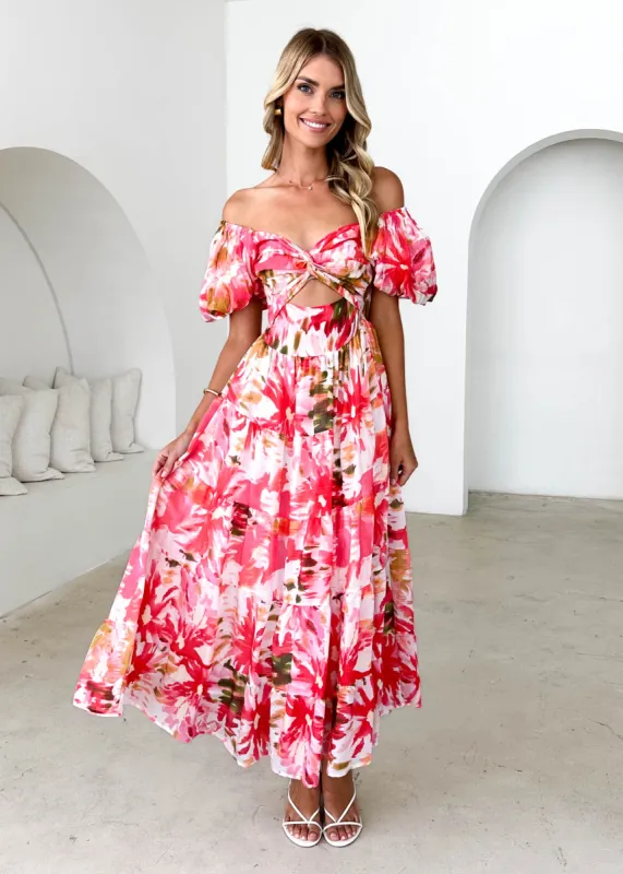 Flamenco Maxi Dress - Pink Floral sold by Gingham & Heels
