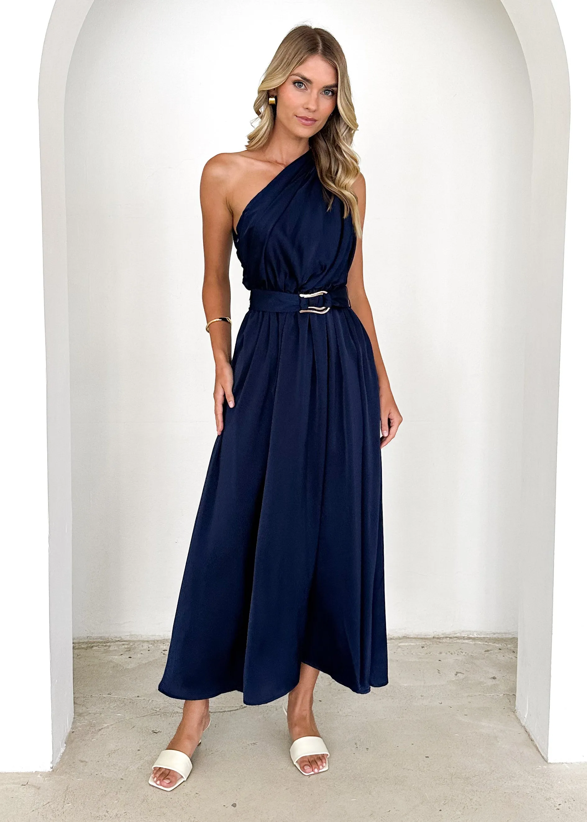 Korah One Shoulder Midi Dress - Midnight sold by Gingham & Heels product image thumbnail 3