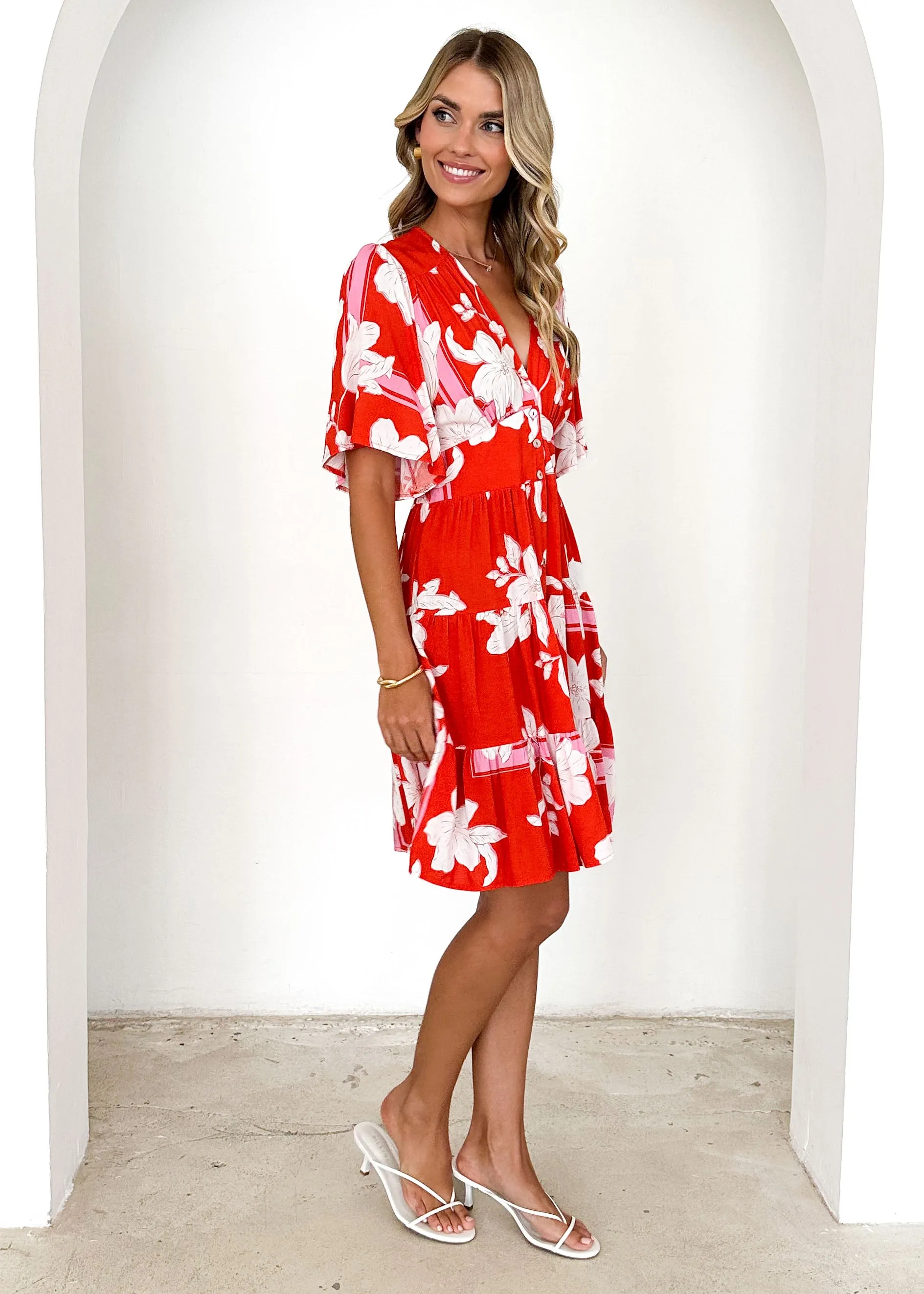 Harmonia Dress - Tangerine Floral sold by Gingham & Heels product image thumbnail 4