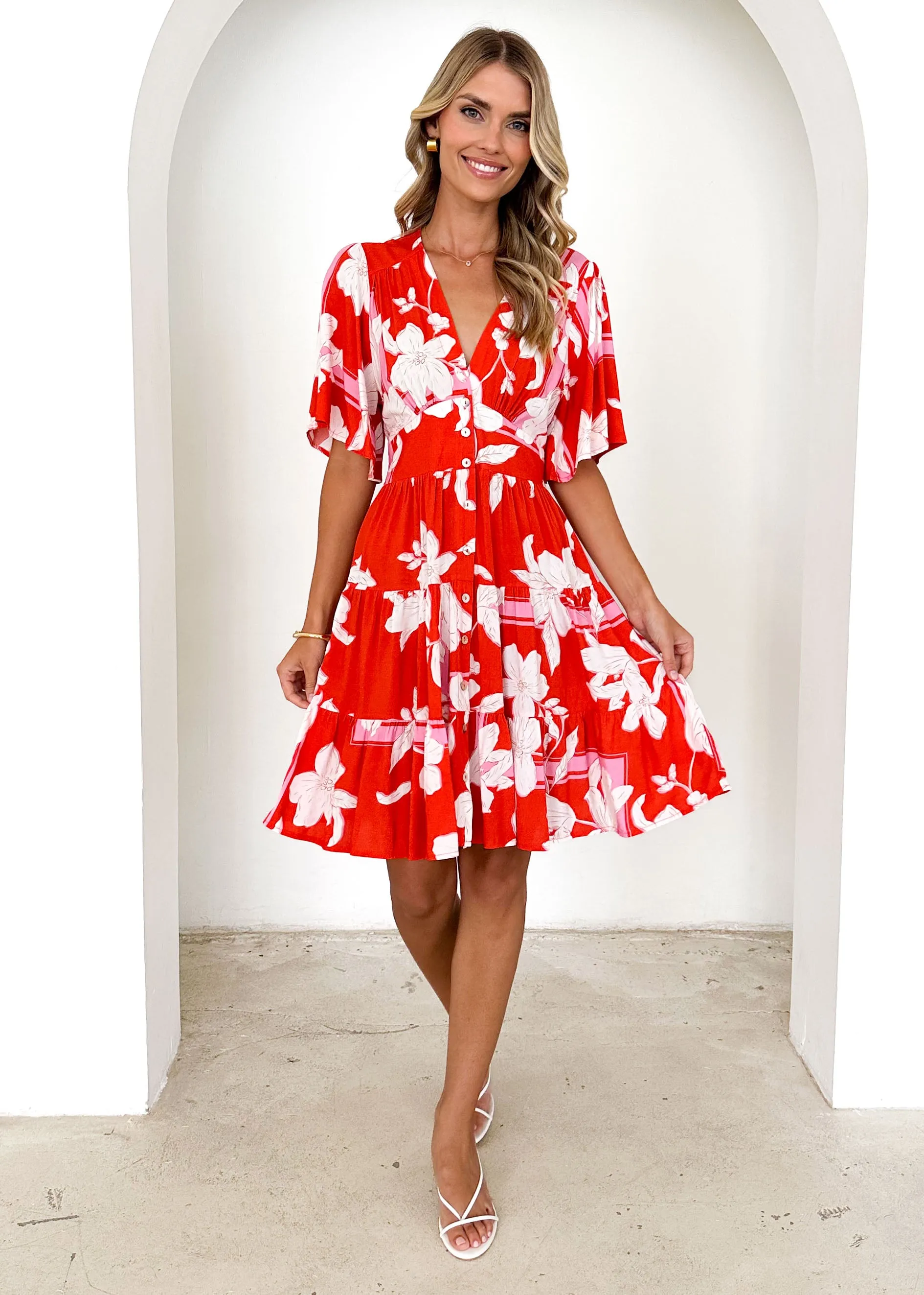 Harmonia Dress - Tangerine Floral sold by Gingham & Heels product image thumbnail 3