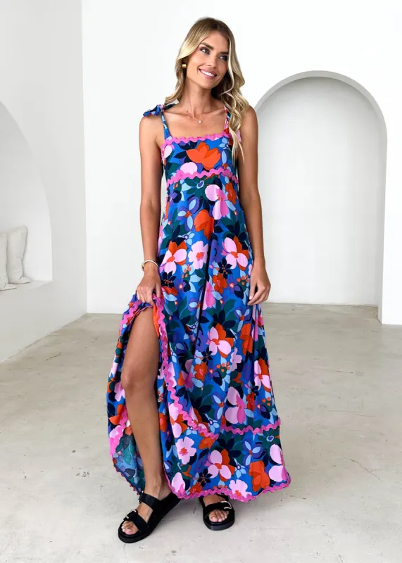 Riri Maxi Dress - Blue Floral sold by Gingham & Heels