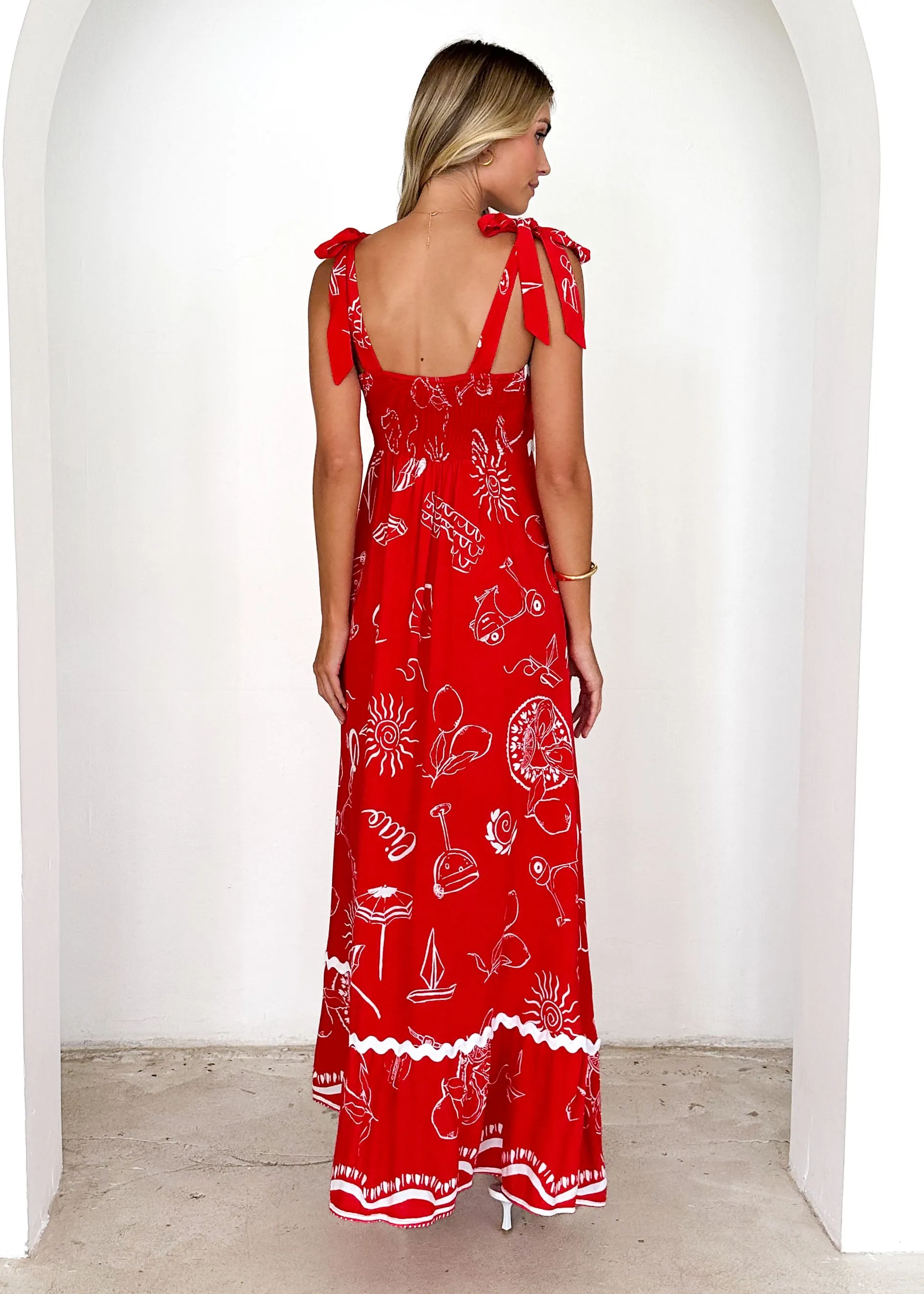 Riri Maxi Dress - Red Abstract sold by Gingham & Heels product image thumbnail 5