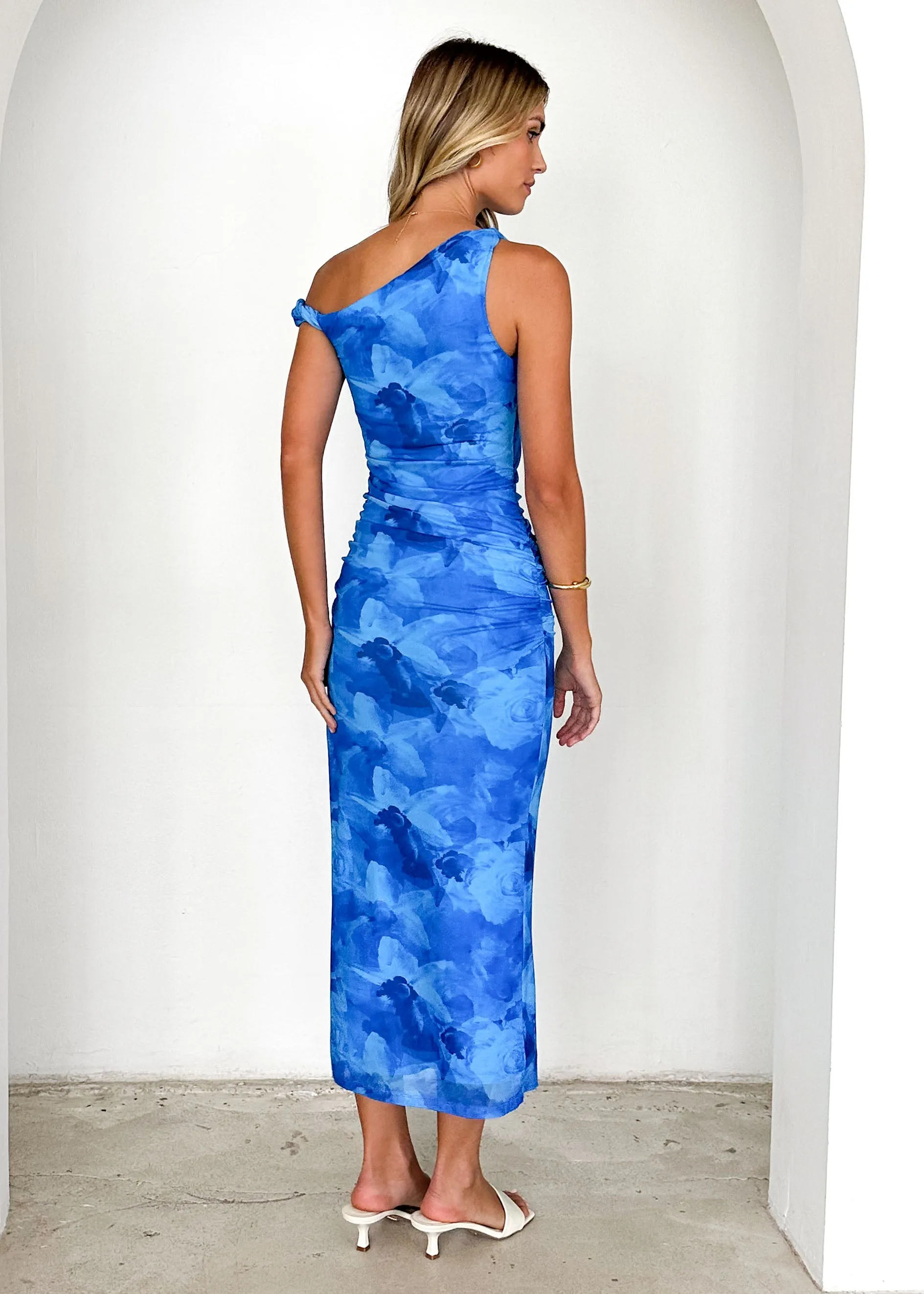 Darbie Mesh Maxi Dress - Blue Flowers sold by Gingham & Heels product image thumbnail 5