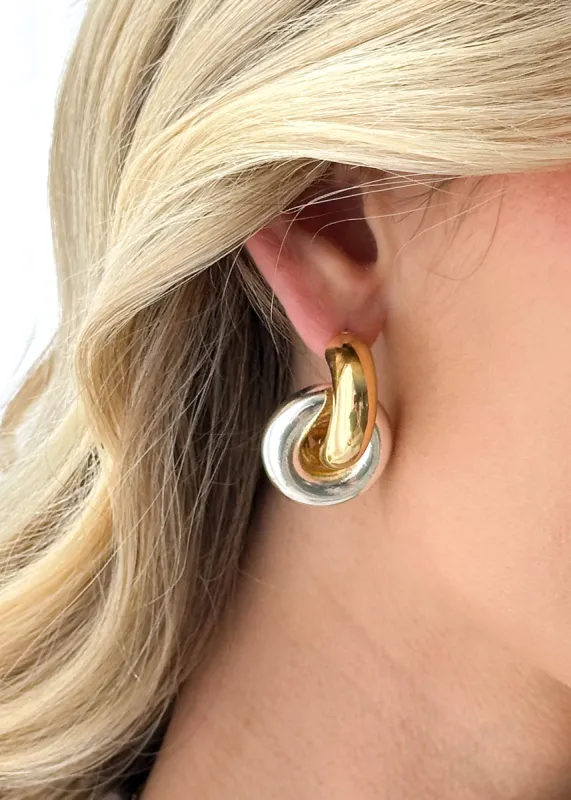 Aria Two-Tone Earrings - Gold sold by Gingham & Heels