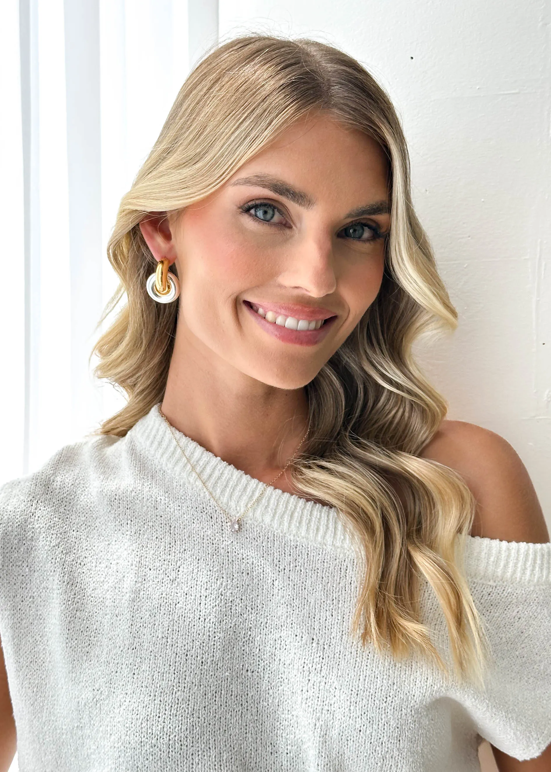 Aria Two-Tone Earrings - Gold sold by Gingham & Heels product image thumbnail 3