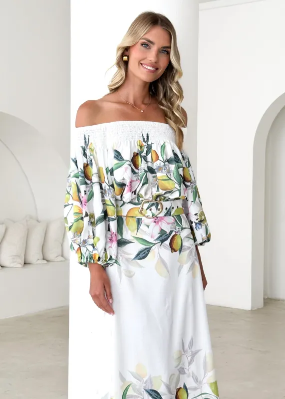 Averie Off Shoulder Top - Limoncello sold by Gingham & Heels