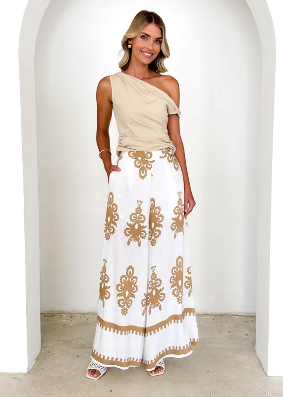 Kakoda Pants - Camel Abstract sold by Gingham & Heels