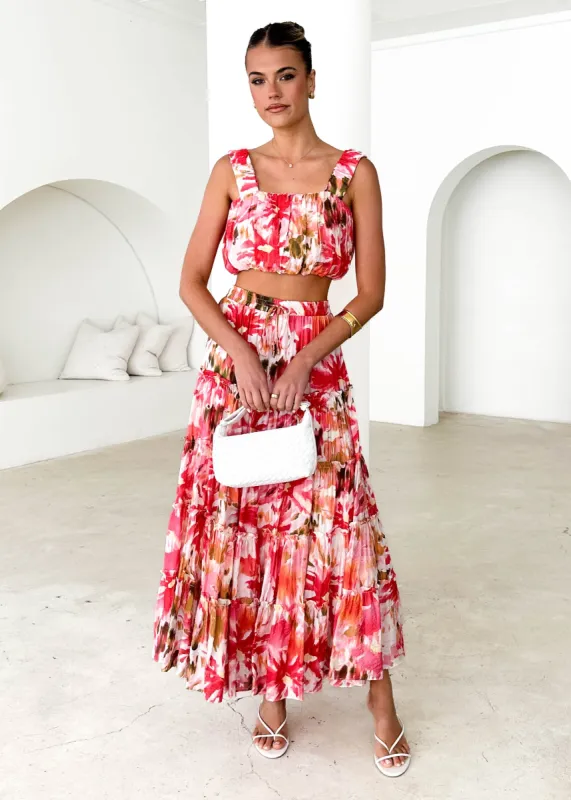 Zephyr Maxi Skirt - Magenta Abstract sold by Gingham & Heels