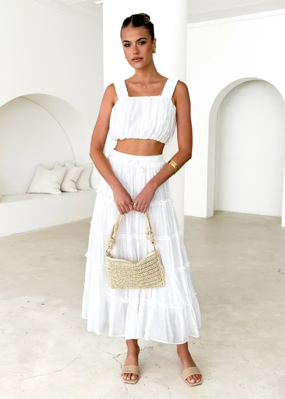 Zephyr Maxi Skirt - Off White sold by Gingham & Heels