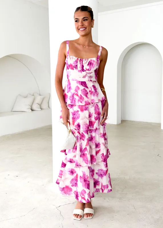 Renee Maxi Dress - Pink Flowers sold by Gingham & Heels