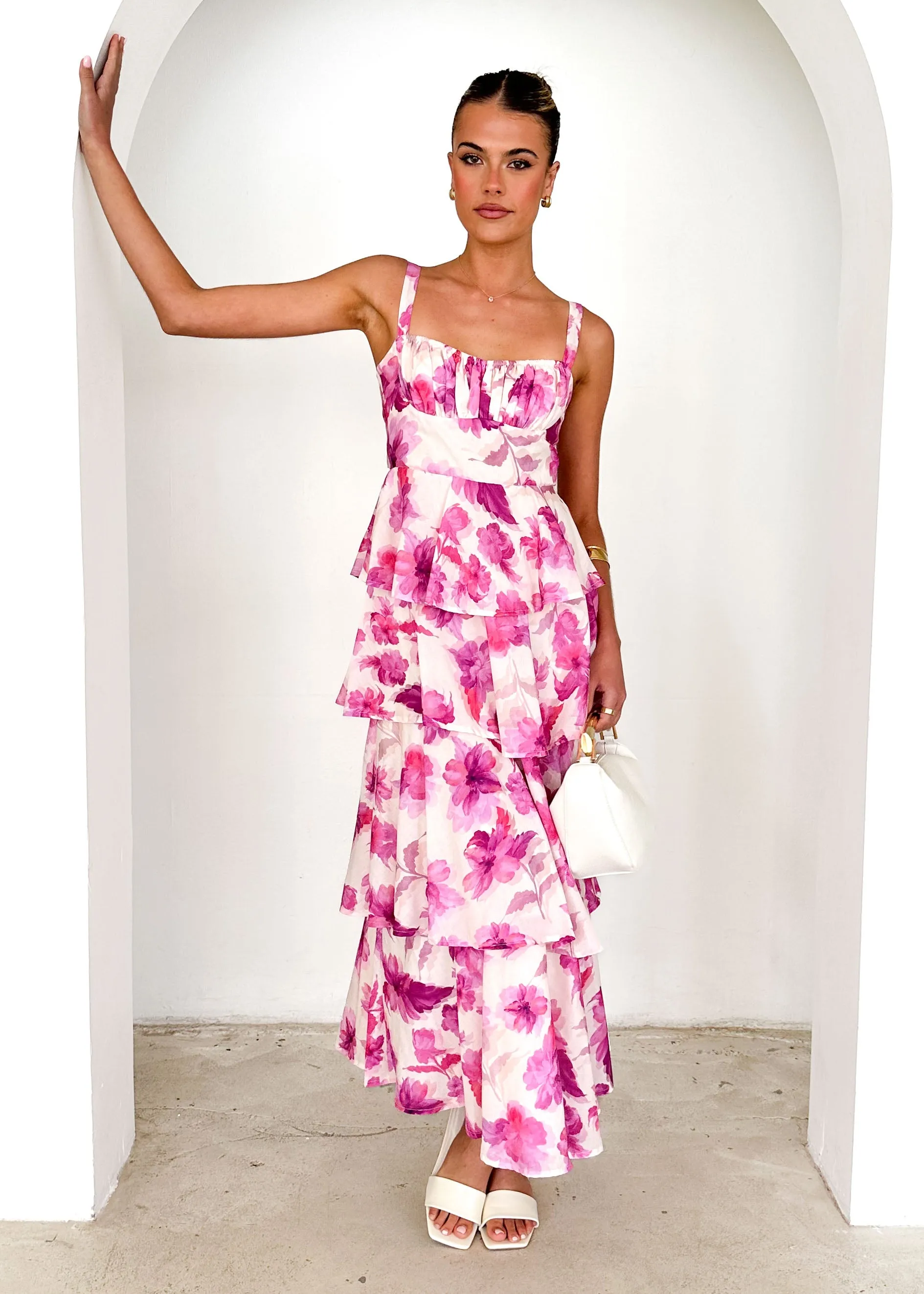 Renee Maxi Dress - Pink Flowers sold by Gingham & Heels product image thumbnail 3