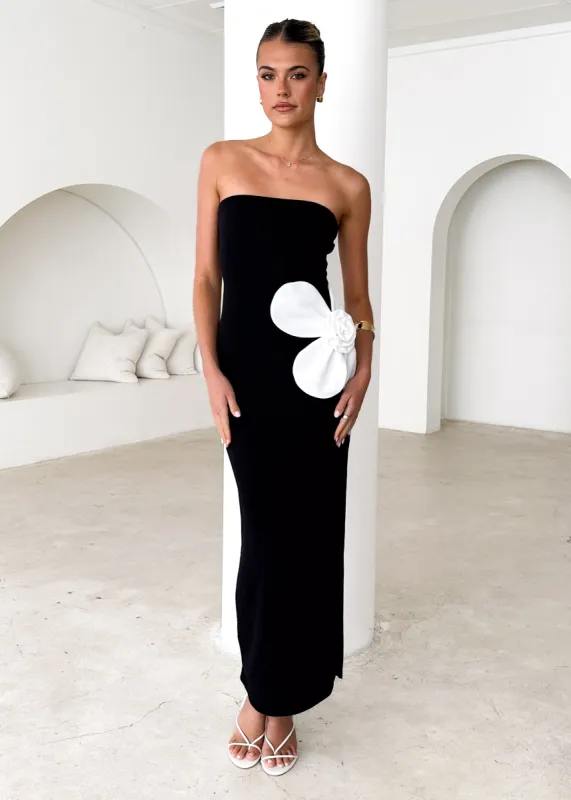 Rayley Strapless Maxi Dress - Black sold by Gingham & Heels